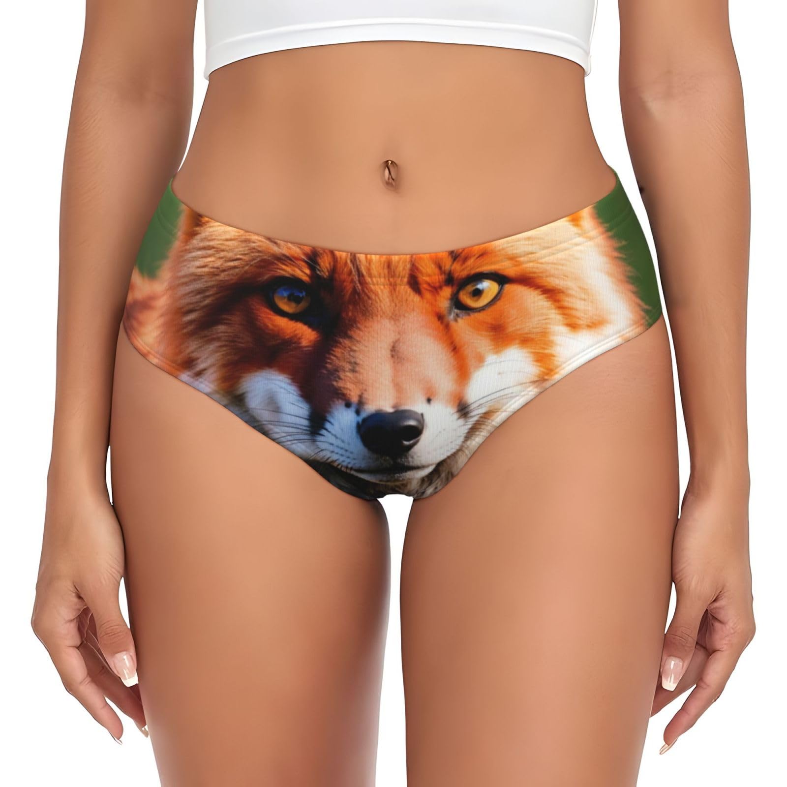 LEVNDIEJ Fox Print Women'S Underwear Briefs,Ladies' Bikini Brief,Women'S Hipster Panties,Everyday Essential, Black, M