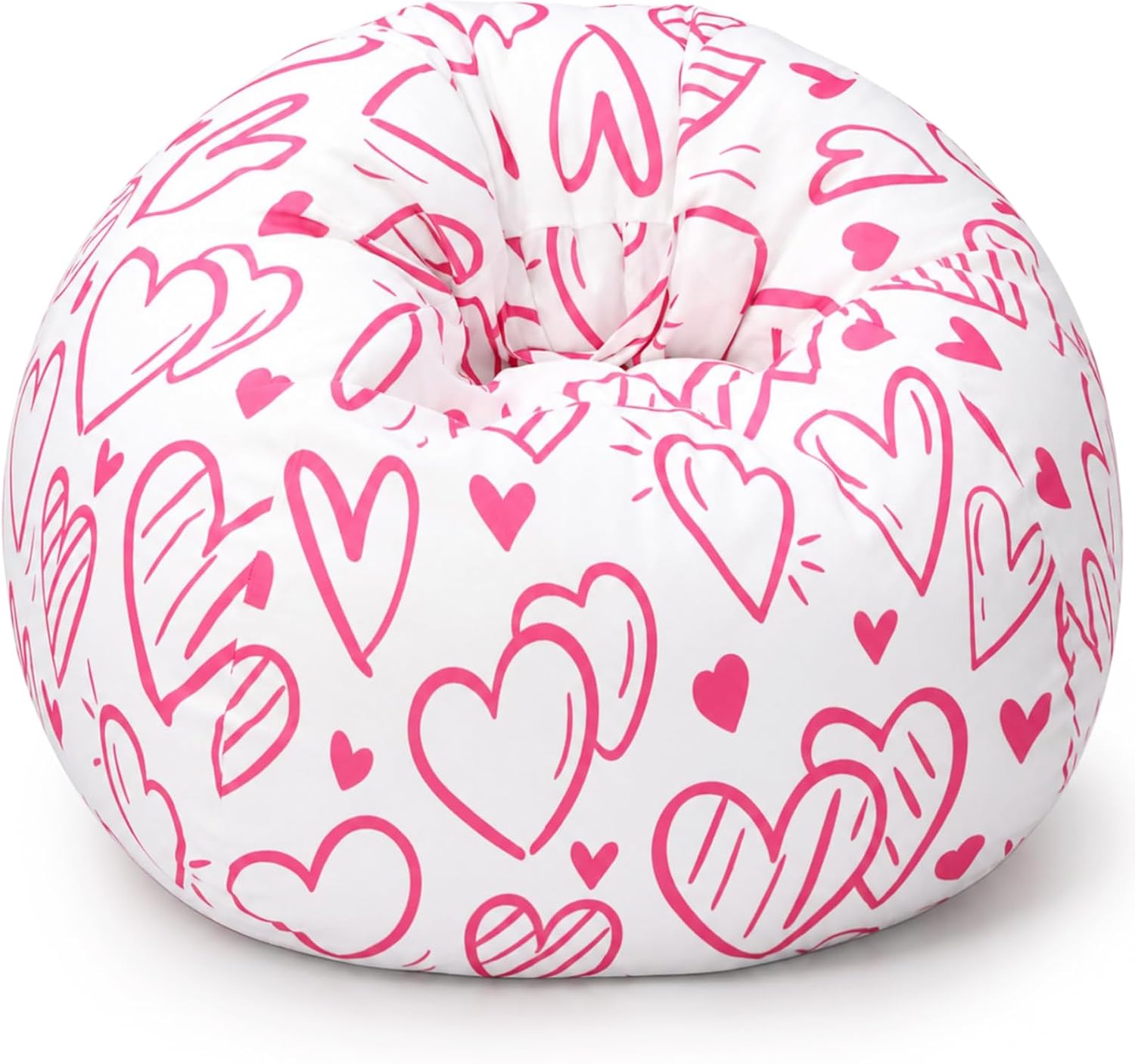 Novabright Stuffed Heart Storage Bean Bag Chair Cover for Teens (No Filler) 2.3 Feet Plush Soft Bean Bag Cute Sofa Organizer with Double Stitched Zipper Washable Kids Room Decoration