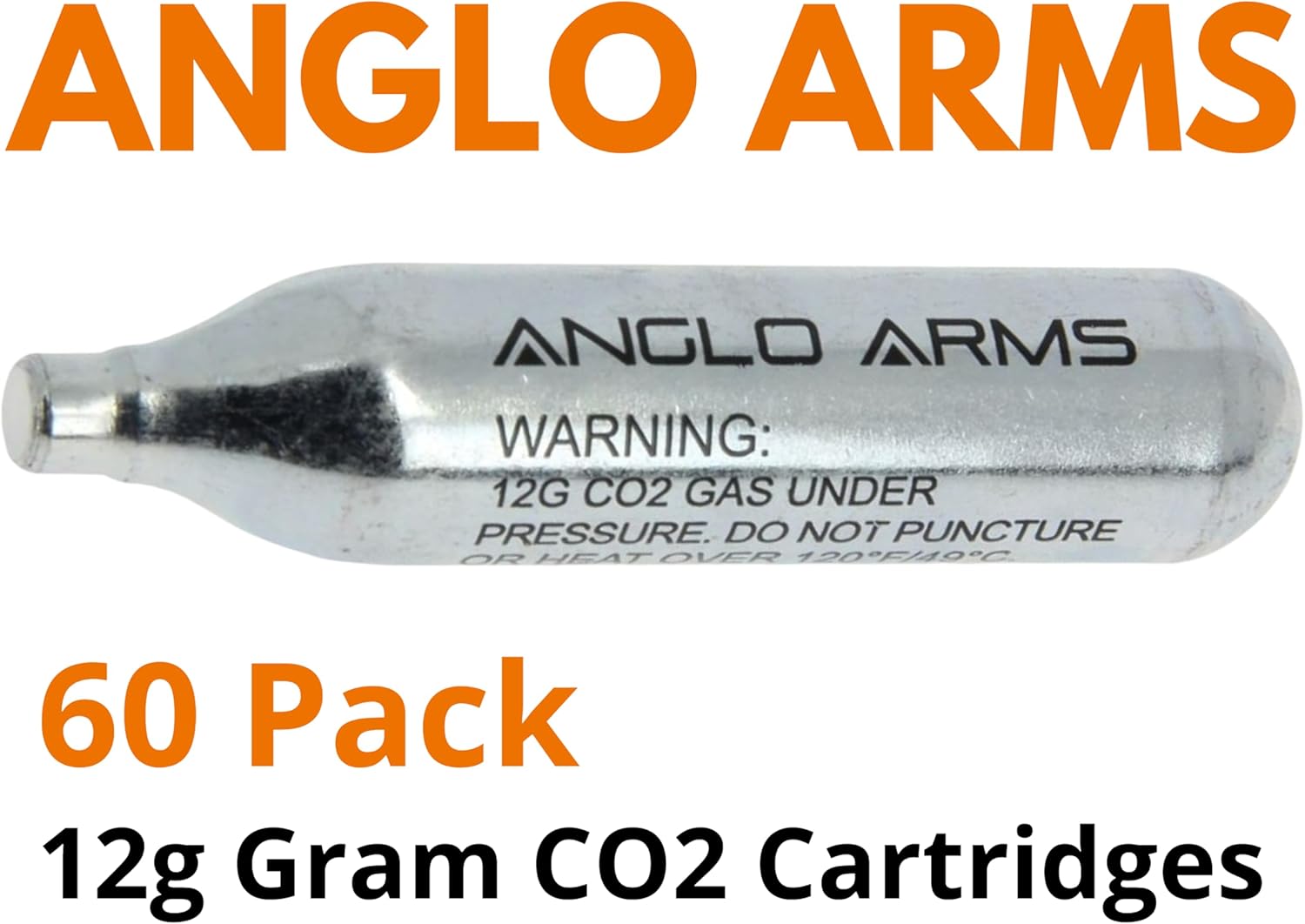 Anglo ARMS 12g Gram 60 CO2 Gas Capsule Cartridge Paintball Airsoft Rifle Pistol AirGuns (Pack 60)