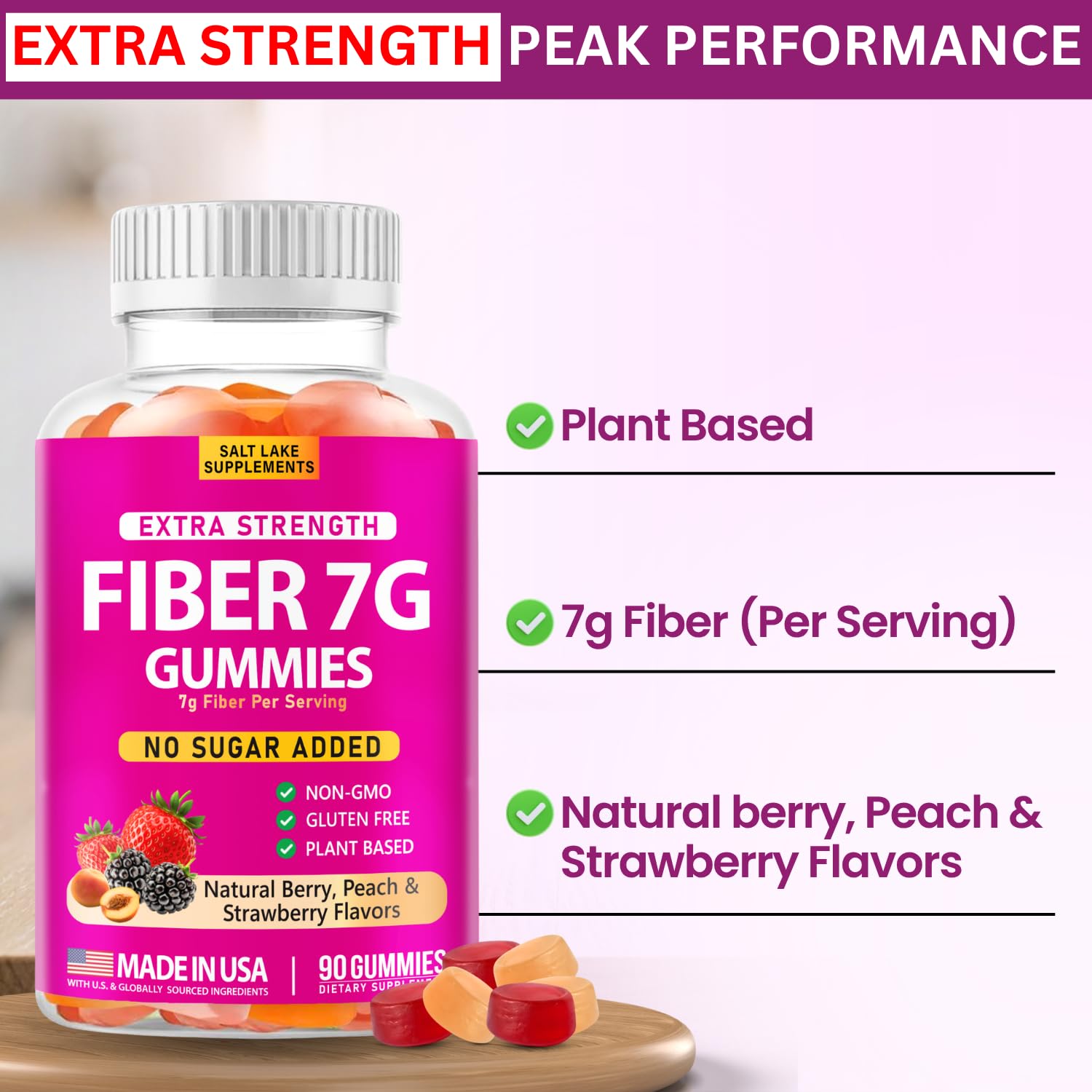 Extra Strength Fiber Gummies 7g Per Serving – Sugar Free, Plant Based — Amazon image 7