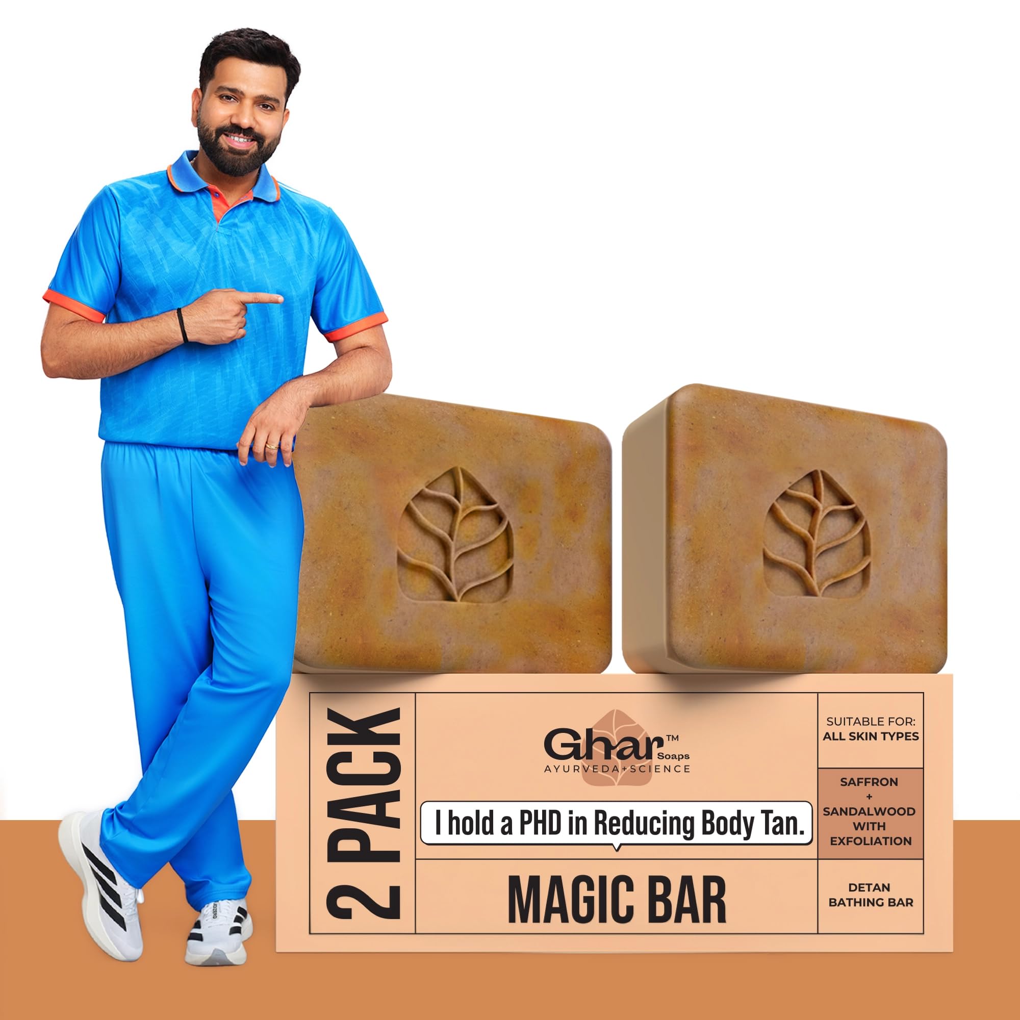 Ghar Soaps Sandalwood & Saffron Magic Bar For Bath (100 Gms Pack Of 2) | Paraben Free | Chandan & Kesar Bath Soap | Handmade Soaps For Glowing | Skin Brightening Soap For Men & Women