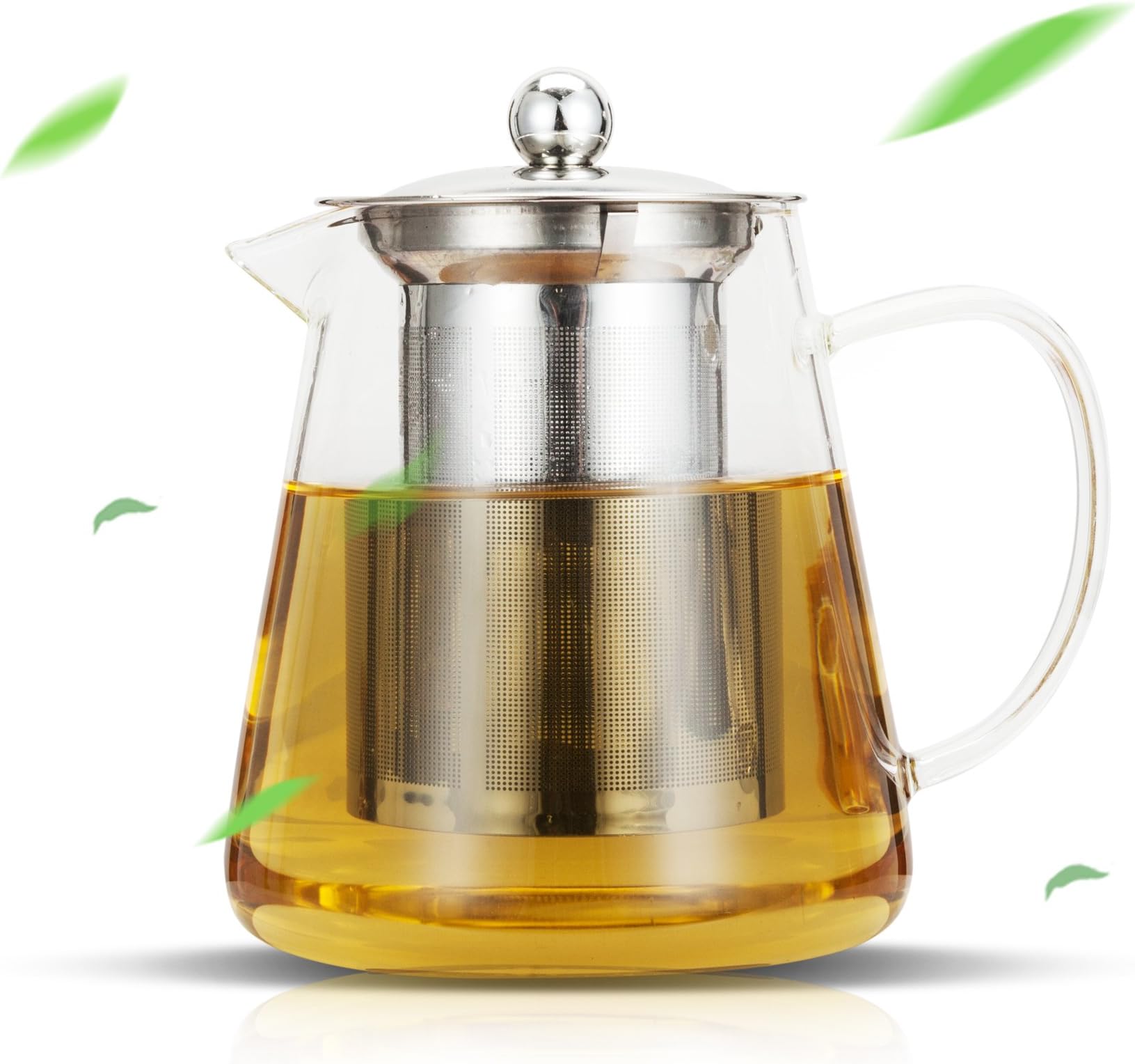 Glass Teapot 25oz with Removable Stainless Steel Infuser and Steeper Filter Tea Maker for Blooming and Loose Leaf Tea Pots