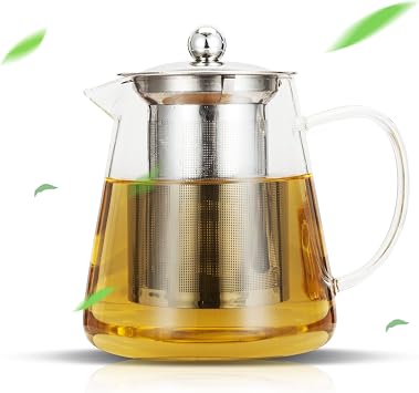 740ml - Luxtea Glass Teapot 25oz with Stainless Steel Infuser and Lid for Blooming and Loose Leaf Tea 25oz