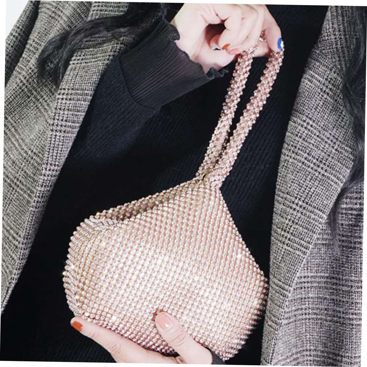 GALPADA Banquet Lady Bag Wedding Banquet Accessory Rhinestone Handbag Polyester Material Compact and Fashionable