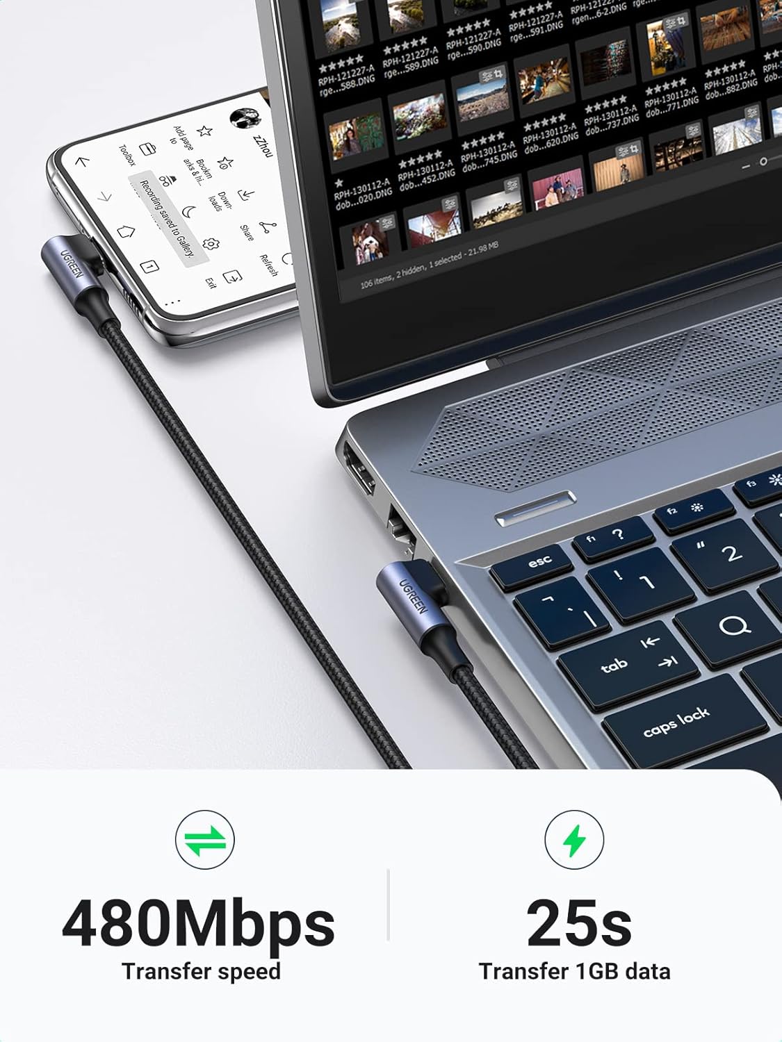 UGREEN 100W USB C to USB C Cable, 90 Degree Type C Cable for iPhone 17/17 Air/17 Pro/17 Pro Max/16, MacBook Pro 2022, iPad Pro 2022, Samsung Galaxy S25/S24/Z Fold, Google Pixel, Switch,10FT - Image 5