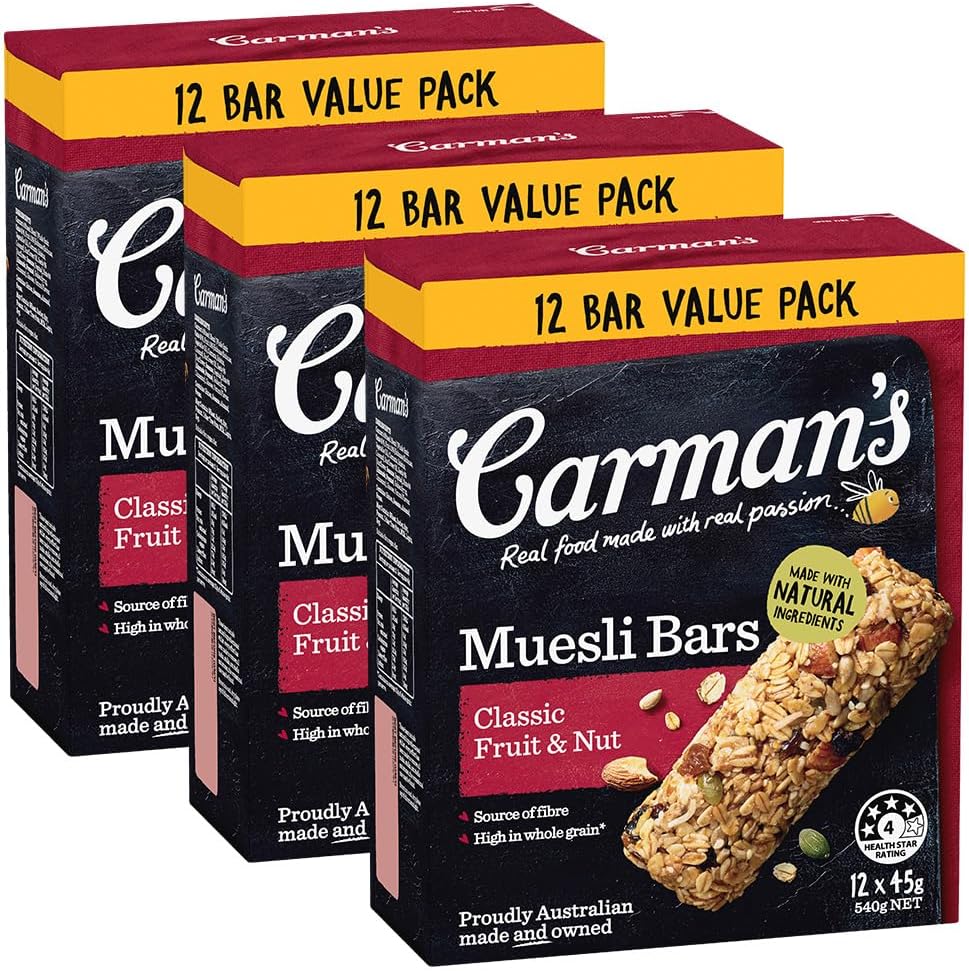 Carman's Muesli Bars Classic Fruit & Nut Value Pack 3x540g (Pack of 36 ...
