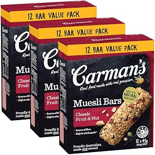 Carman's Muesli Bars Classic Fruit & Nut Value Pack 3x540g (Pack of 36)