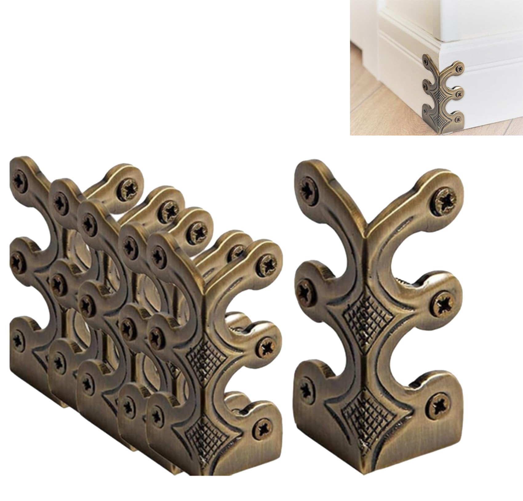 Fangatu Bronze Baseboard Corner Protectors, Solid Brass Skirting Board Corner Protectors, 2026 Upgrade Baseboard Corner Protectors (,6Pcs)