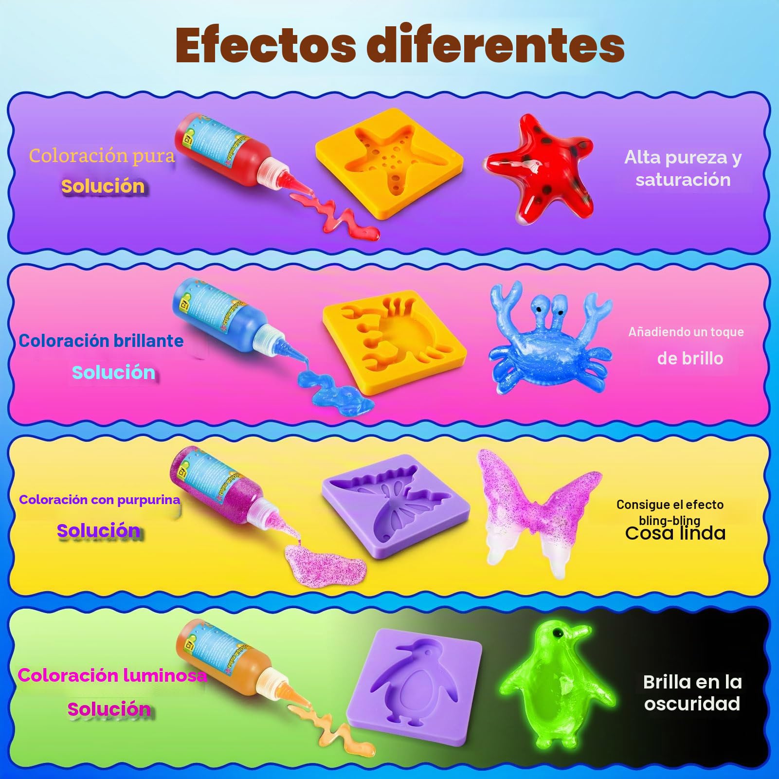 UNGLINGA Kit de Juguete de Hadas de Agua mágica para niños, 34 Botellas de Gel de Color, Gel de Agua, CREA Tus Propios Animales acuáticos, Set de Manualidades acuáticas de Hadas para niñas y niños