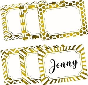 Amazon.com : 240Pcs Gold Name Tags Self Adhesive Name Tag Stickers ...