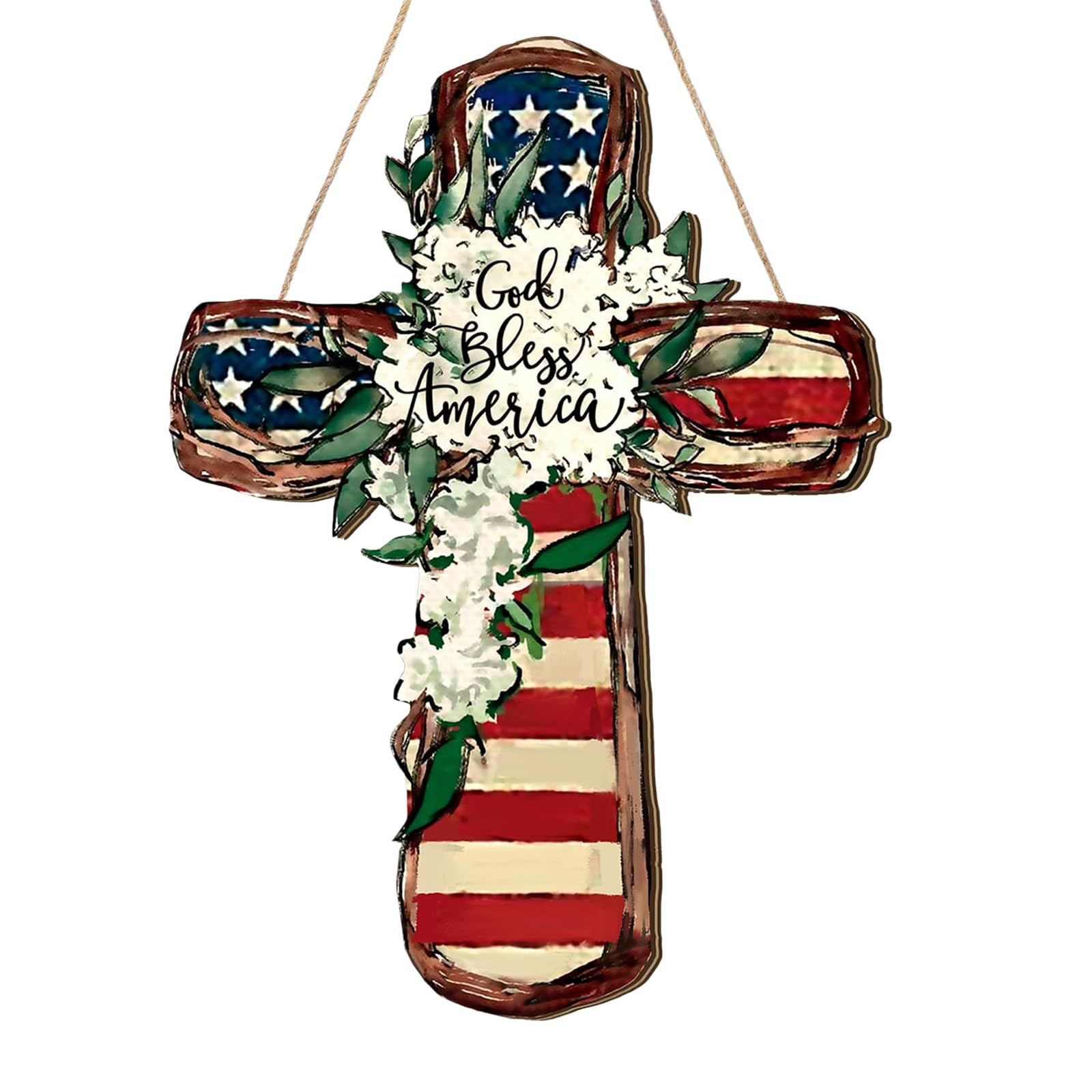 Tsophreniq 4Th of July Hanging Door Sign 250Th Anniversary Decorations Patriotics Door Hanger Americans Wood Plaques for Wall Wood Patriotics Wreath