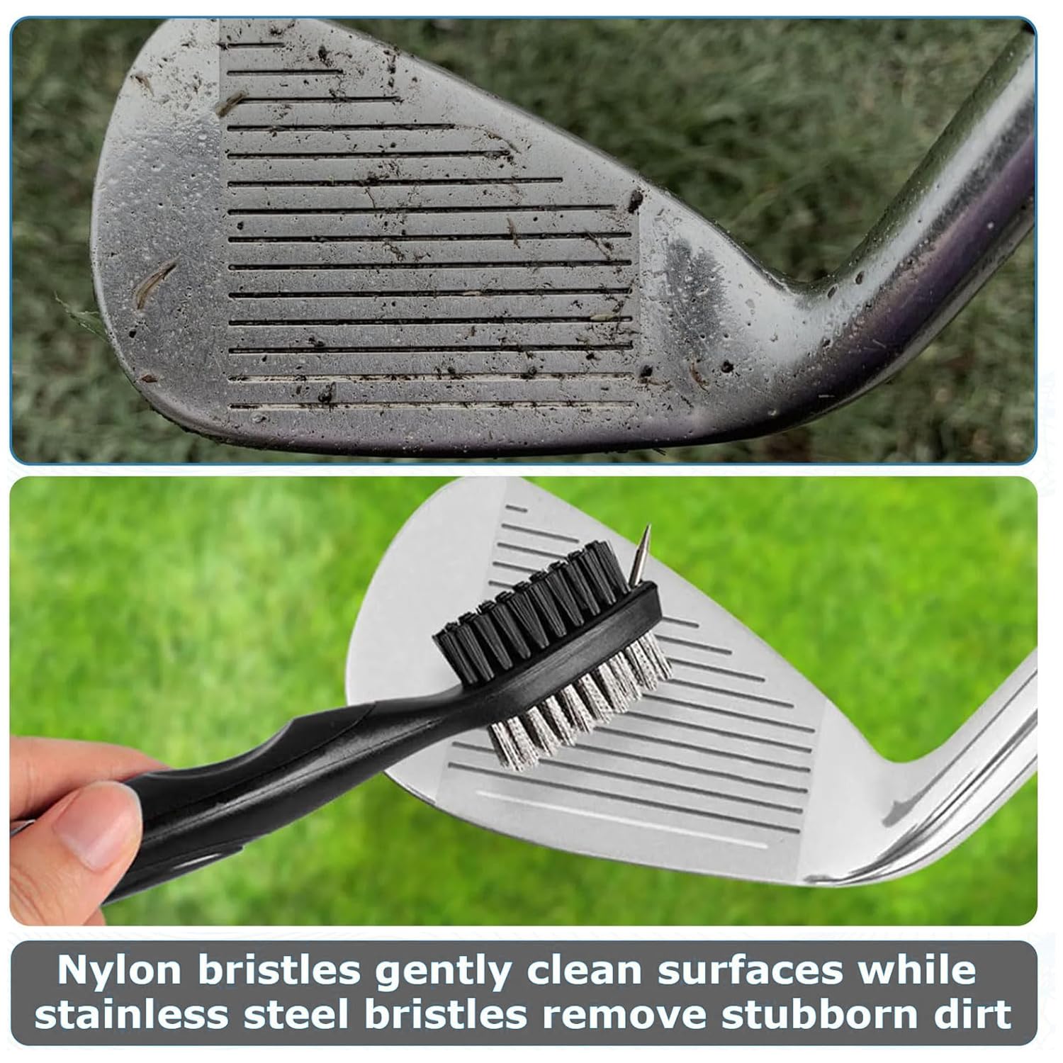 Cepillo de Golf y Limpiador de Ranuras 2 en 1,Limpiador Palos Golf,Regalos de Golf para Hombres,para Colgar en Bolsa de Golf