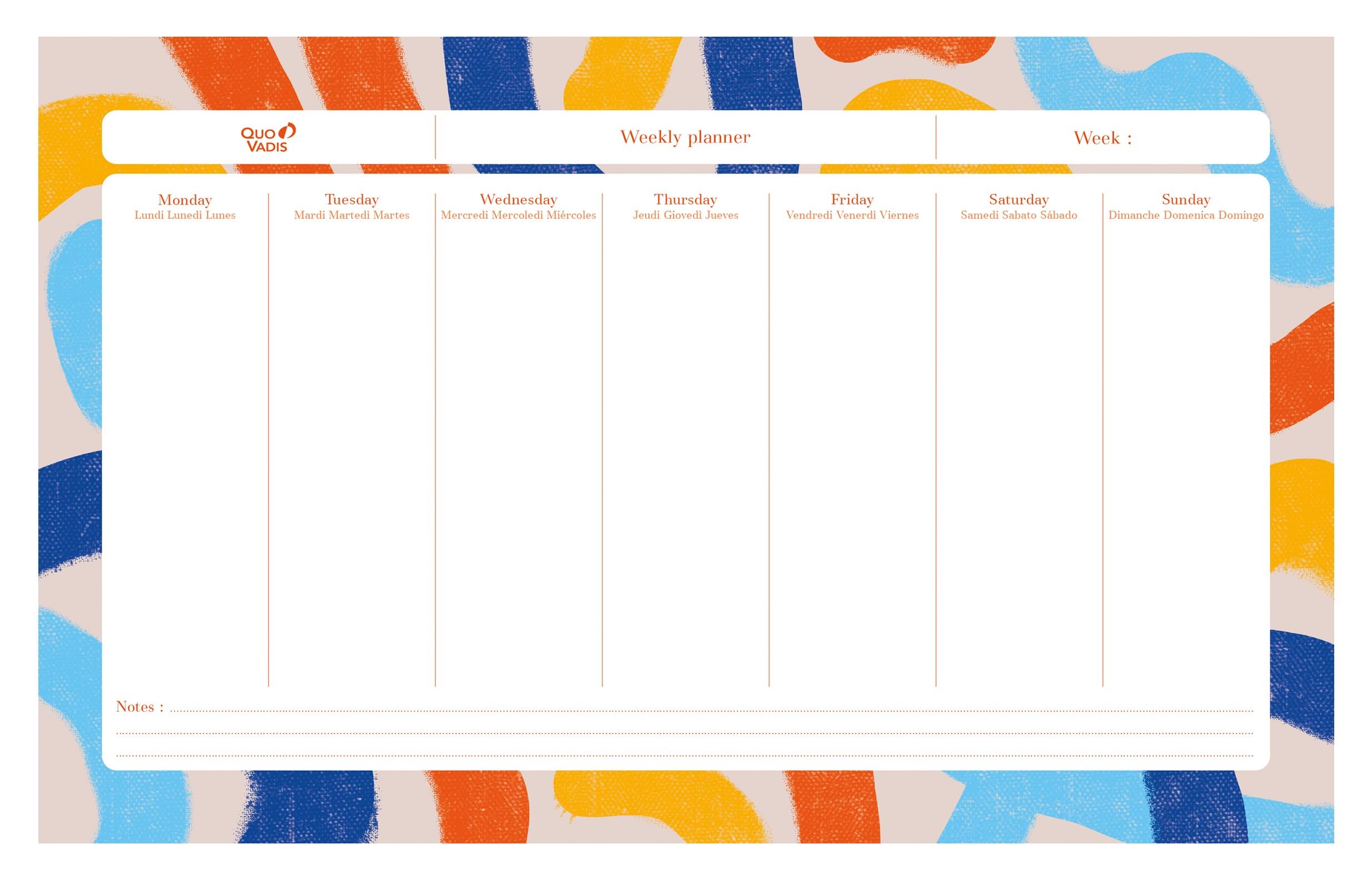 Quo Vadis - Perpetual Desk pad with Sheets - Multilingual - Iconic - Yellow - 16.5 x 26.5 cm - Clairefontaine White Paper - Made in France