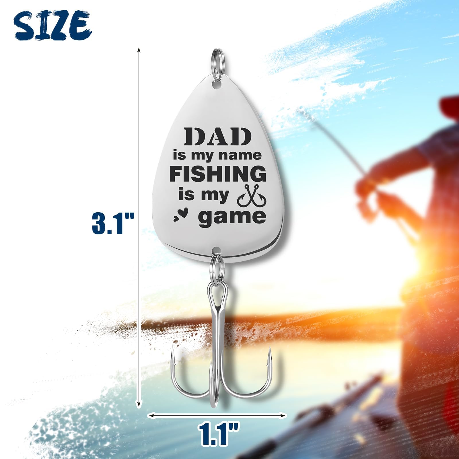 Qmetalart 3PCS Father’s Day Fishing Hook Dad Fishhooks Set Fishing Metal Jigs Spoon Fresh Water Saltwater Fishing Hooks Fisherman Gift Appreciation 