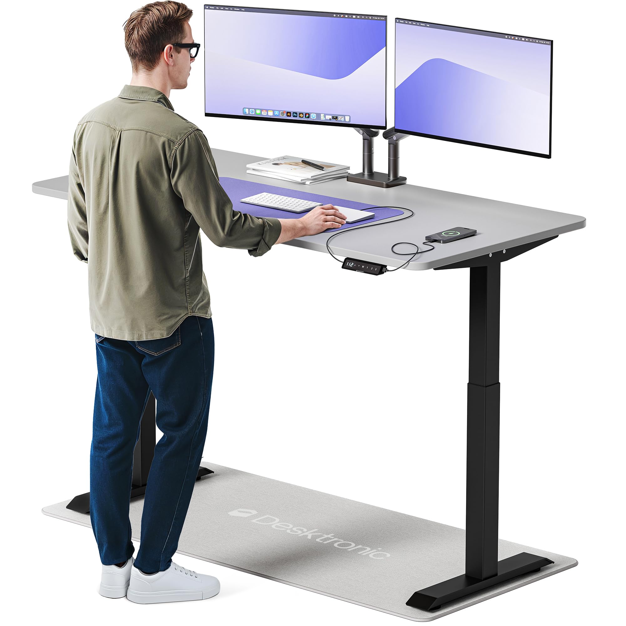 elektrischer höhenanpasstes arbeitszimmertisch mit touchdisplay und充电插孔