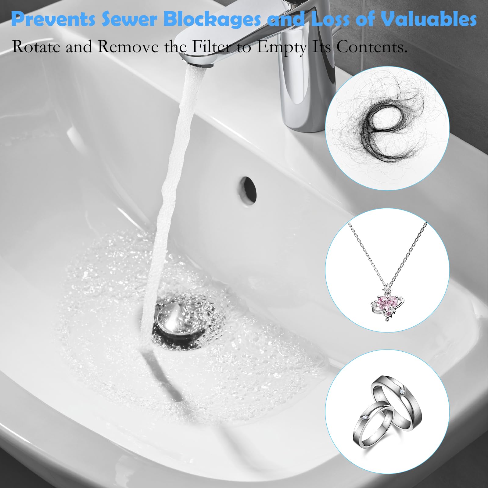 Pop-Up Abflusssieb Mit Haarfänger – Edelstahl, Für 2,5–3,7 Cm Abflussloch, Verstopfungsfrei & Geruchsneutral Für Küche & Bad