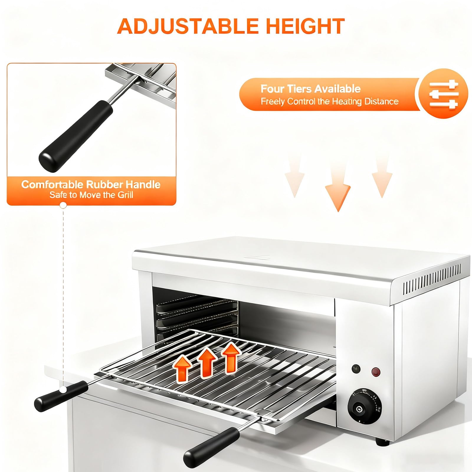 Parrilla eléctrica para fundir Queso, Parrilla Profesional de Interior para Carne de Res y Pollo (50–300 °C), cocedor de Carnes de Acero Inoxidable, para Uso doméstico y Profesional