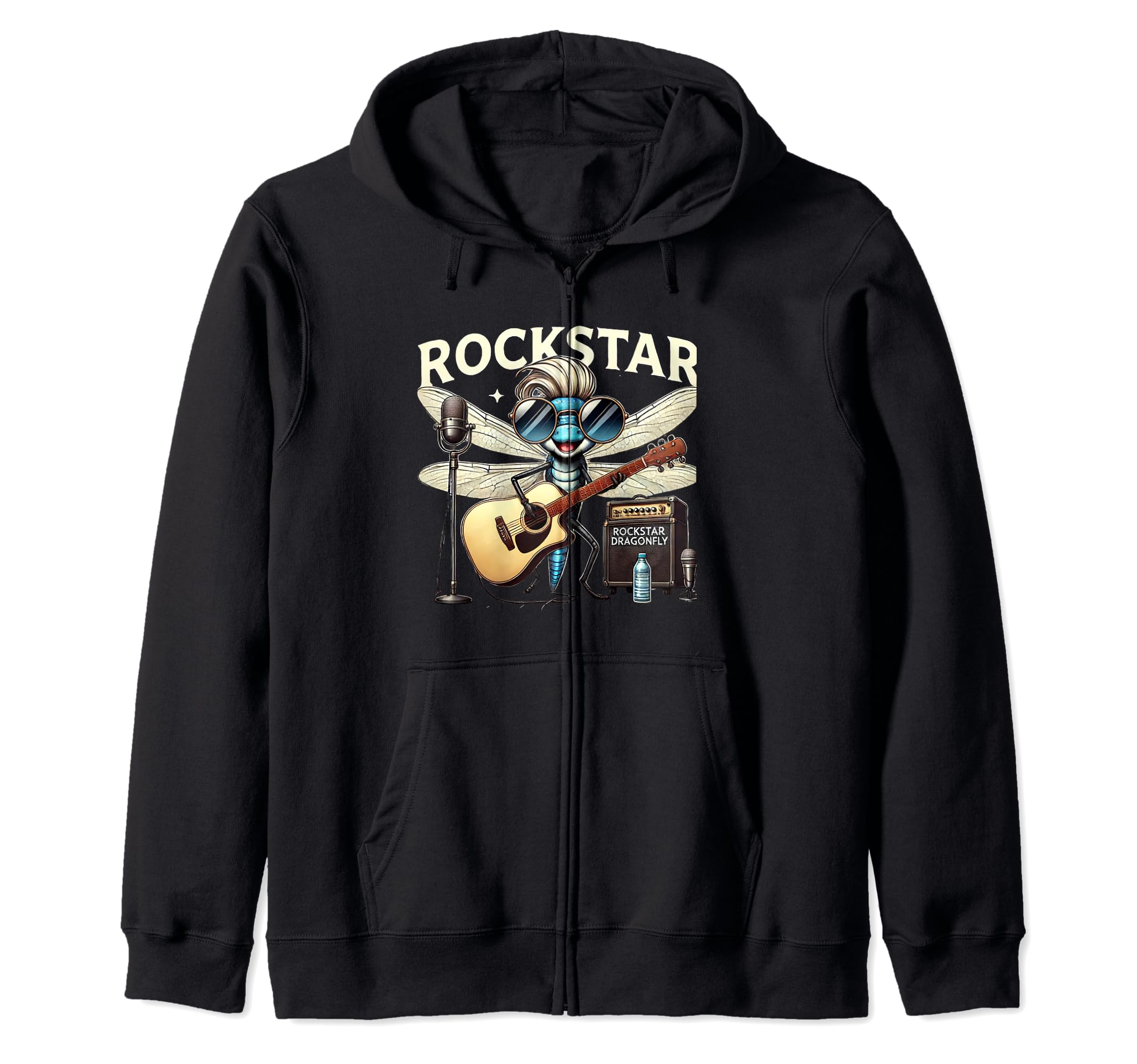 Rockstar Dragonfly: Electric Guitar Playing Fun Zip Hoodie