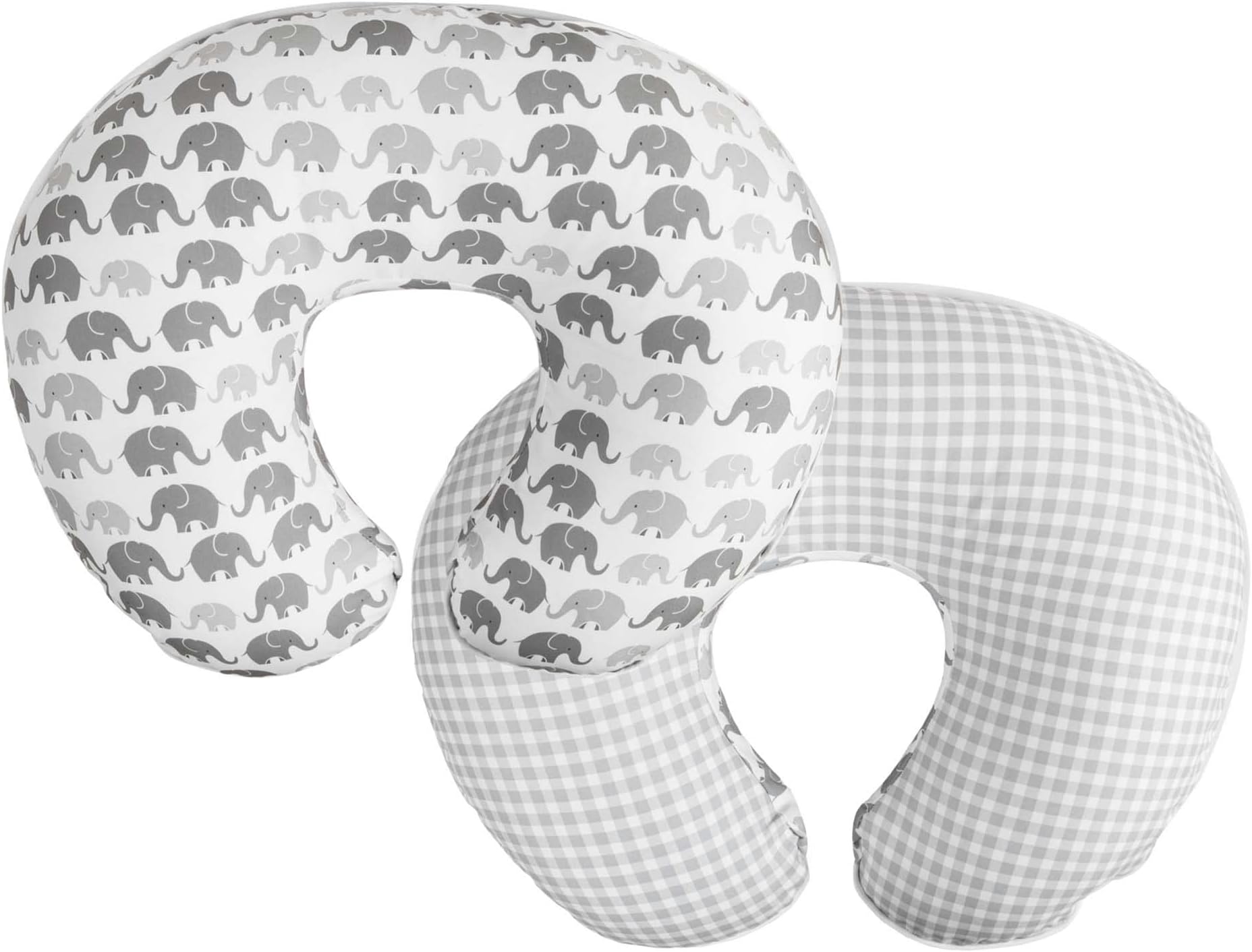 Boppy Microfiber Nursing Pillow Slipcover, Gray Elephants Plaid