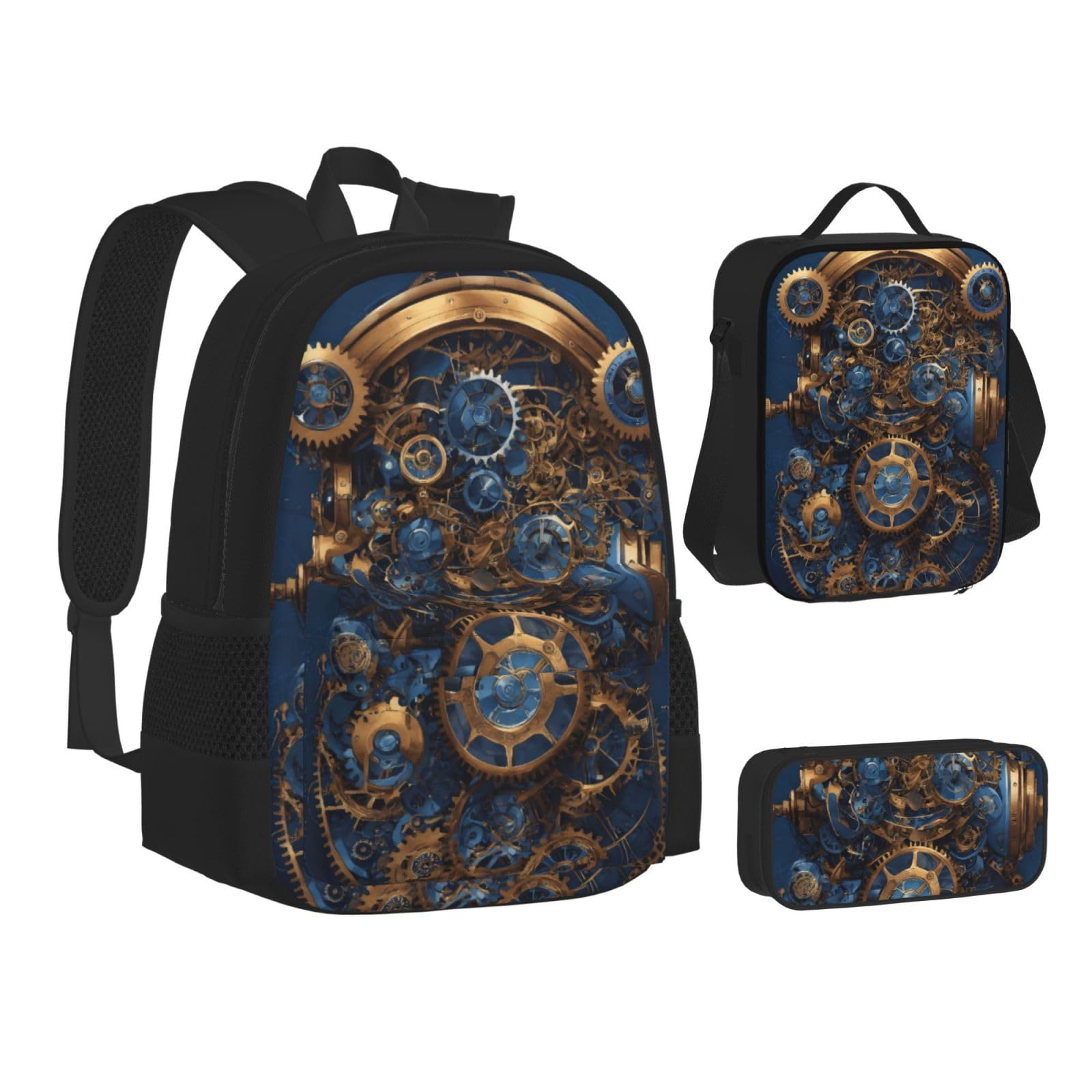 Zaino, borsa portapranzo, astuccio, set da 3 pezzi, per lavoro e