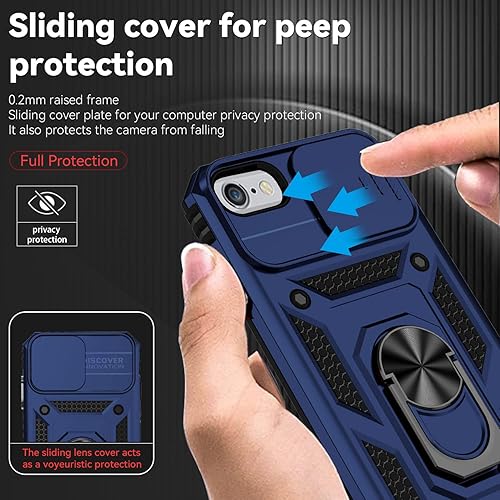 Miniatura 4 de Funda para iPhone SE 20223rd2020, iPhone 87, con protectores de pantalla y funda para cámara, grado militar de 16 pies. Funda protectora a prueba de