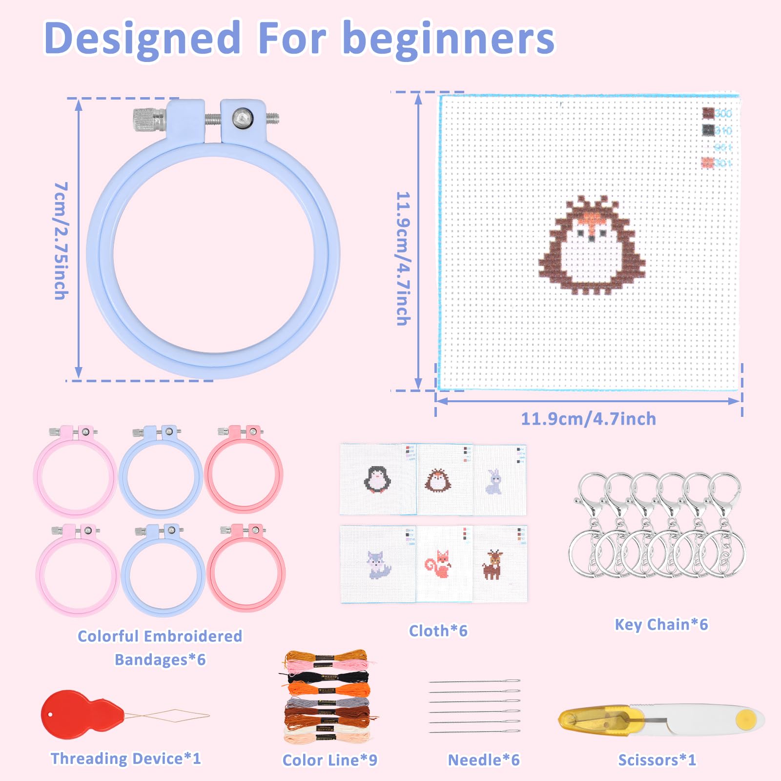ORIGACH 6 Kits De Punto De Cruz Con Animales Del Bosque – Ideal Para Principiantes, Incluye Todo Lo Necesario