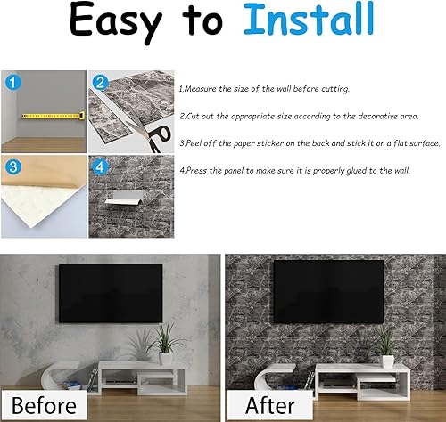 Miniatura 38 de Paneles de pared 3D para despegar y pegar en piedra roja y blanca, 10 piezas de papel tapiz 3D de piedra de espuma XPE, paneles de pared de ladrillo