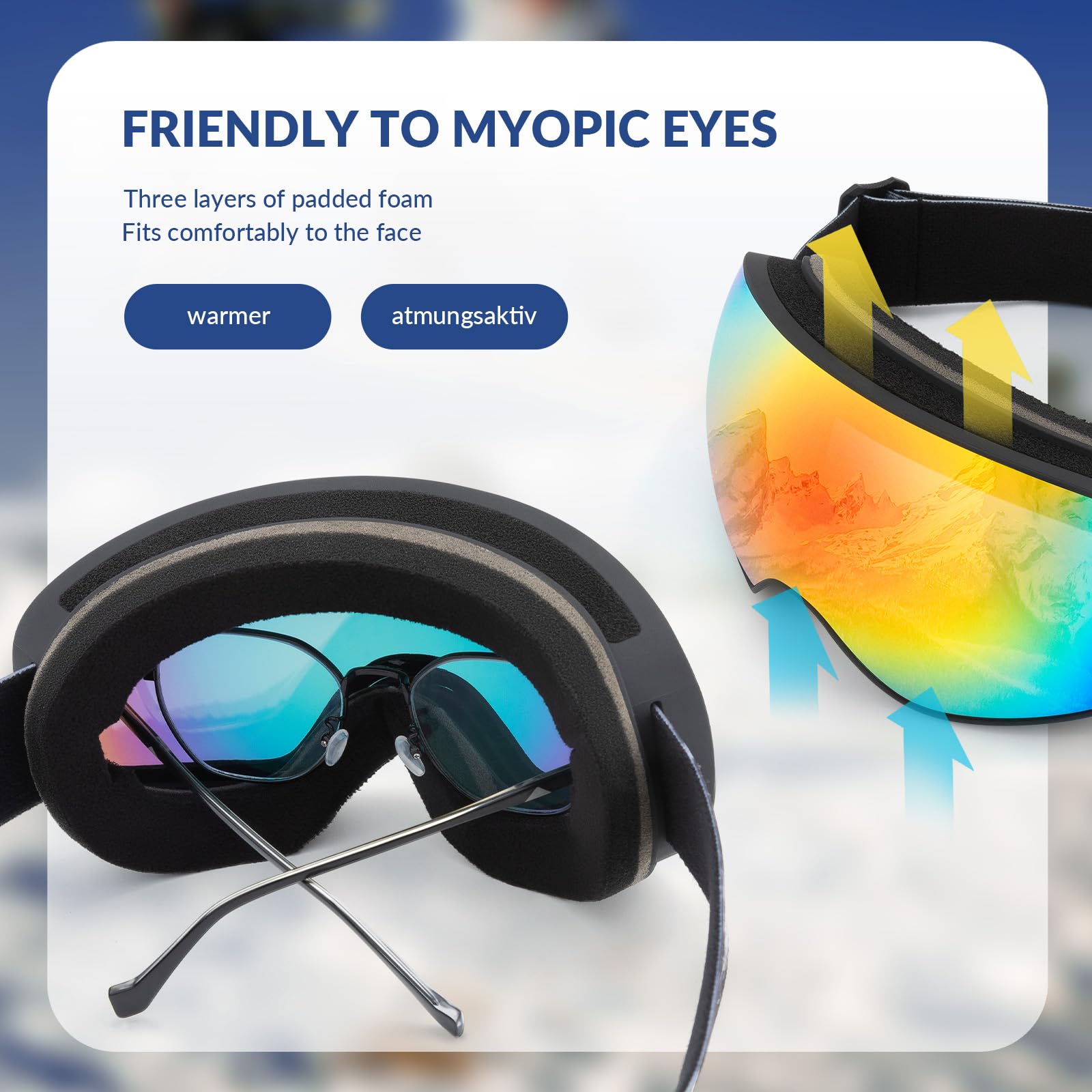 ROCKBROS Ski Goggles, Snowboard Goggles for Men Women, Kids, Youth, UV Protection Anti-Fog Skiing Glasses - Image 4