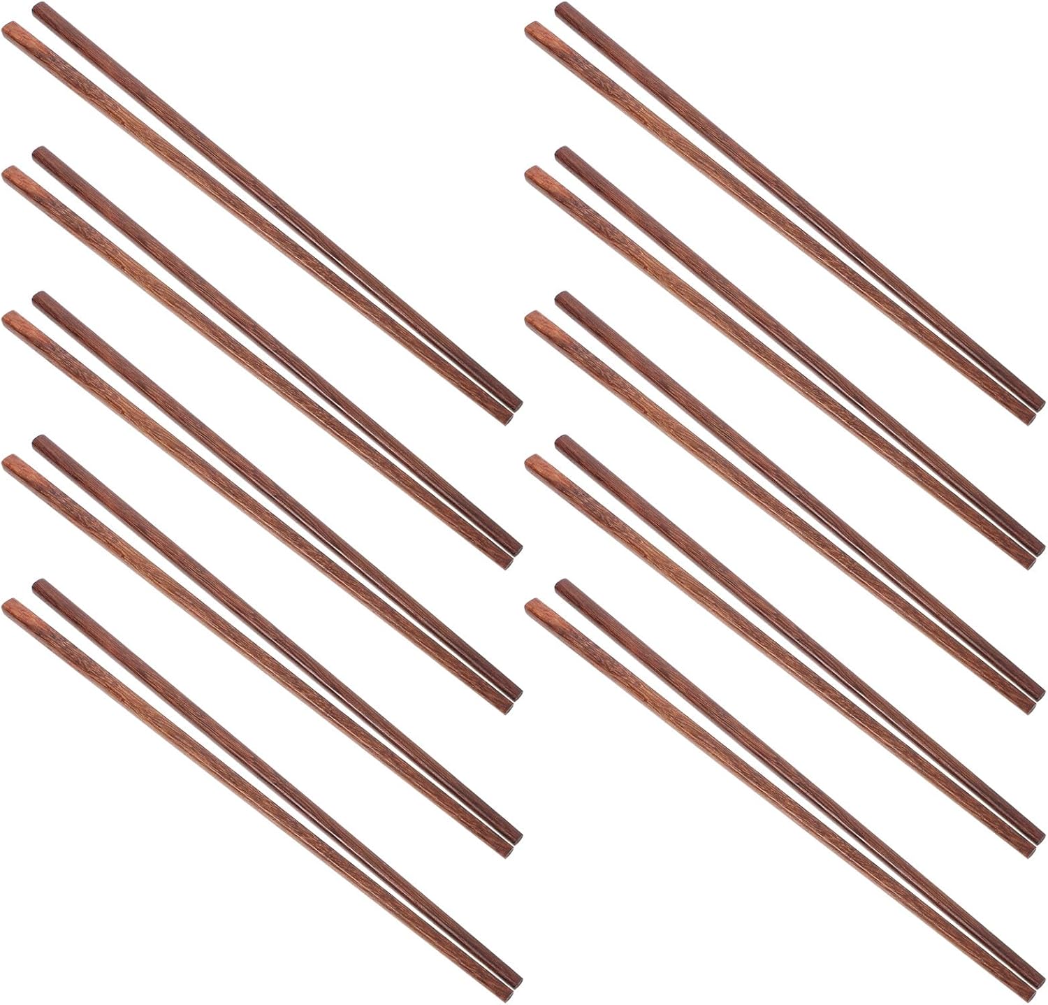 Gadpiparty 10 Pairs Natural Wood Chopsticks Reusable Long Chinese Chopstick Set Heat Resistant 25cm Solid Wood for Family Hot Pot Dining
