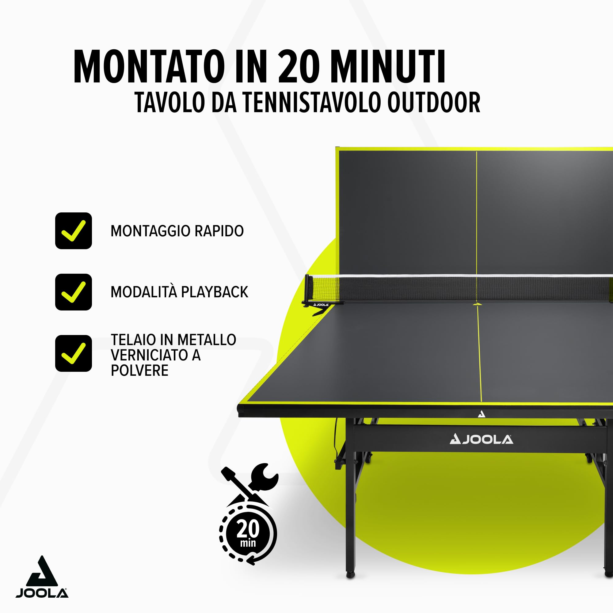 JOOLA Inside J15 - Tavolo da ping pong pieghevole per interni, montaggio rapido, con rete, grigio, 274 x 152,5 x 76 cm