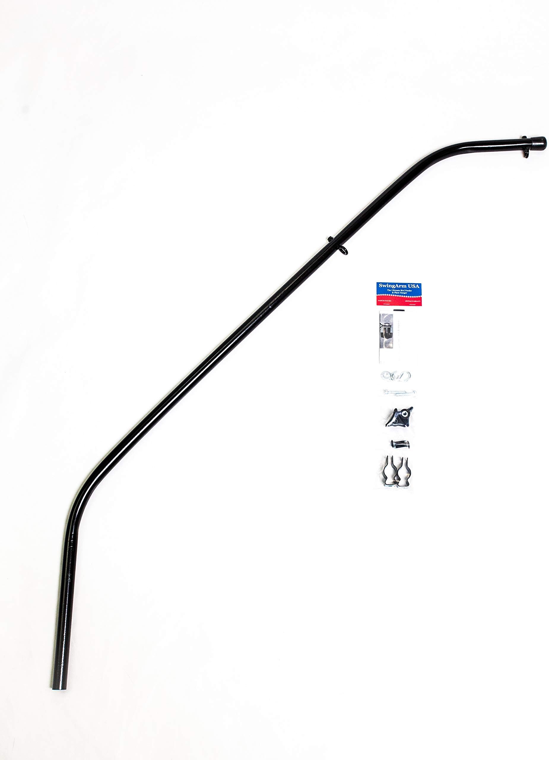 Strongest Extended Reach 60" Double Hook Swinging Bird Feeder Pole Holds 2 Feeders! Easy Refilling & No More Messy Decks! Made in The USA
