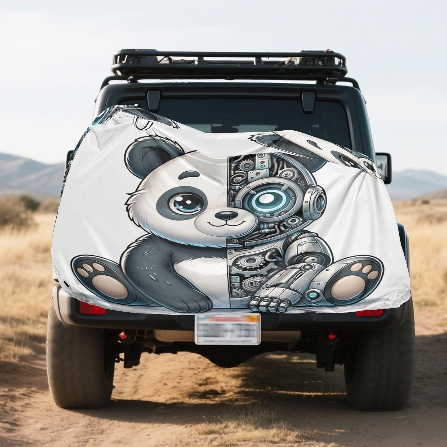 ALAZA Robot Panda Bike Cover Waterproof Outdoor Ebike Bicycle Covers Tarp Protection for 1/2 Bikes, Sun UV Dust Wind Proof