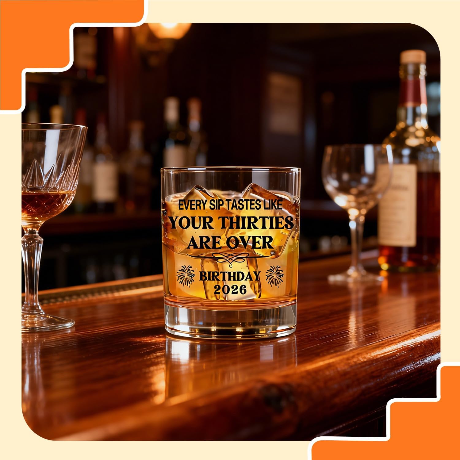 40th Birthday Gifts for Men Women Whiskey Glass, 40th Birthday Decorations