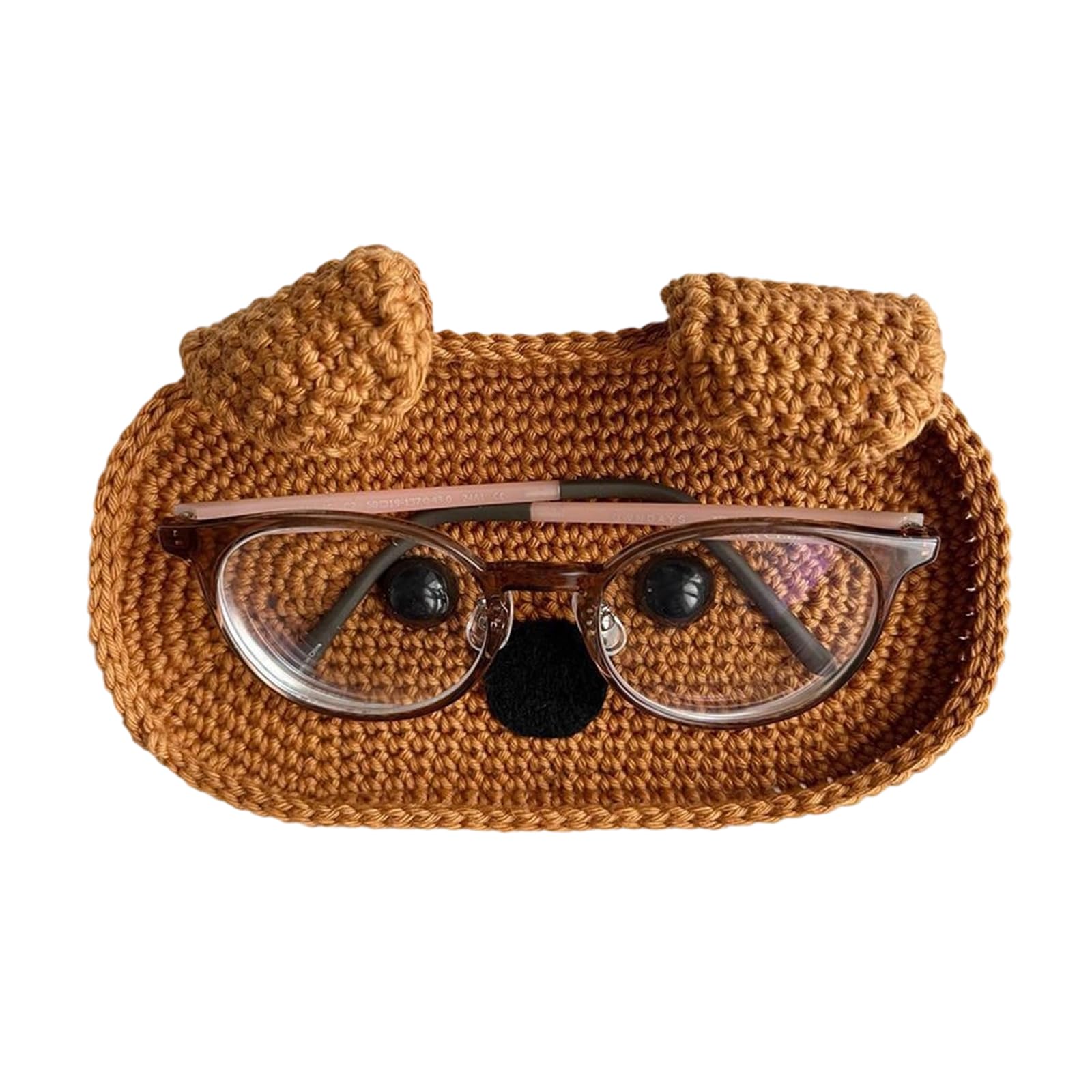 Aoyudj D Cartoon Animal Shape Eyeglass Case Crochet Knitte Soft Glasses Storage Tray Bedsides Table Ecoration Organizers Knitte Spectacles Isplay Stan