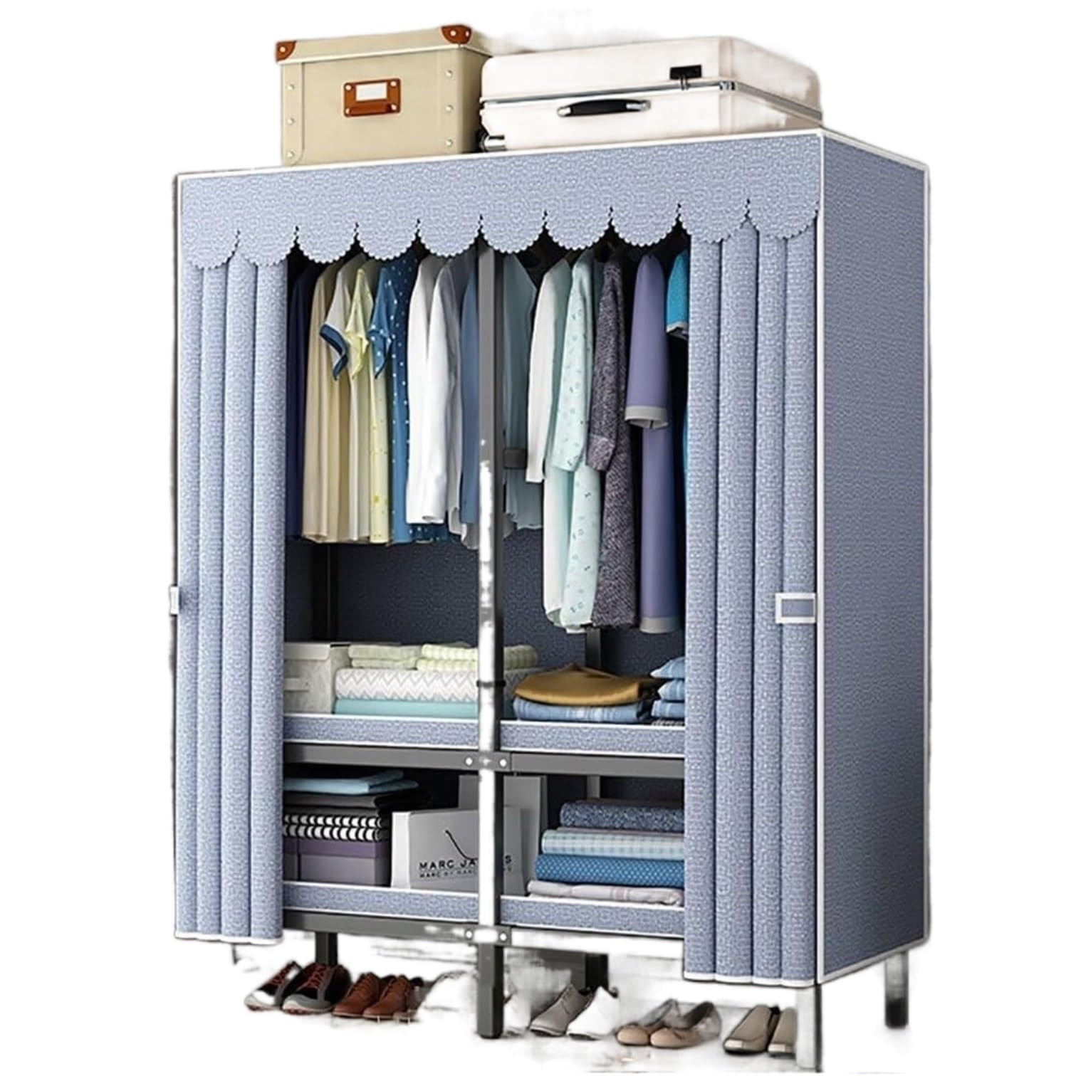 Wardrobe Closet Schrank Tragbarer, Faltbarer Kleiderschrank, Kleiderschrank Für Aufhängen Von Kleidung, 25 Mm Stahlrohr, Einfache Montage Closet Aufbewahrungsschrank(130 * 50 * 175cm)