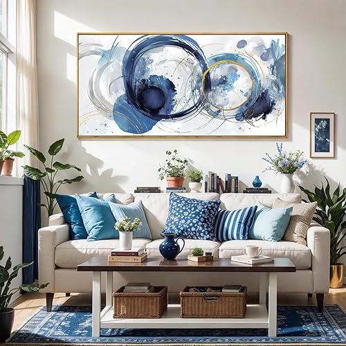 Miniatura 5 de Arte para pared, pinturas de arte abstracto, fantasía azul, grafiti colorido sobre fondo blanco, arte moderno para decoración de pared para sala de