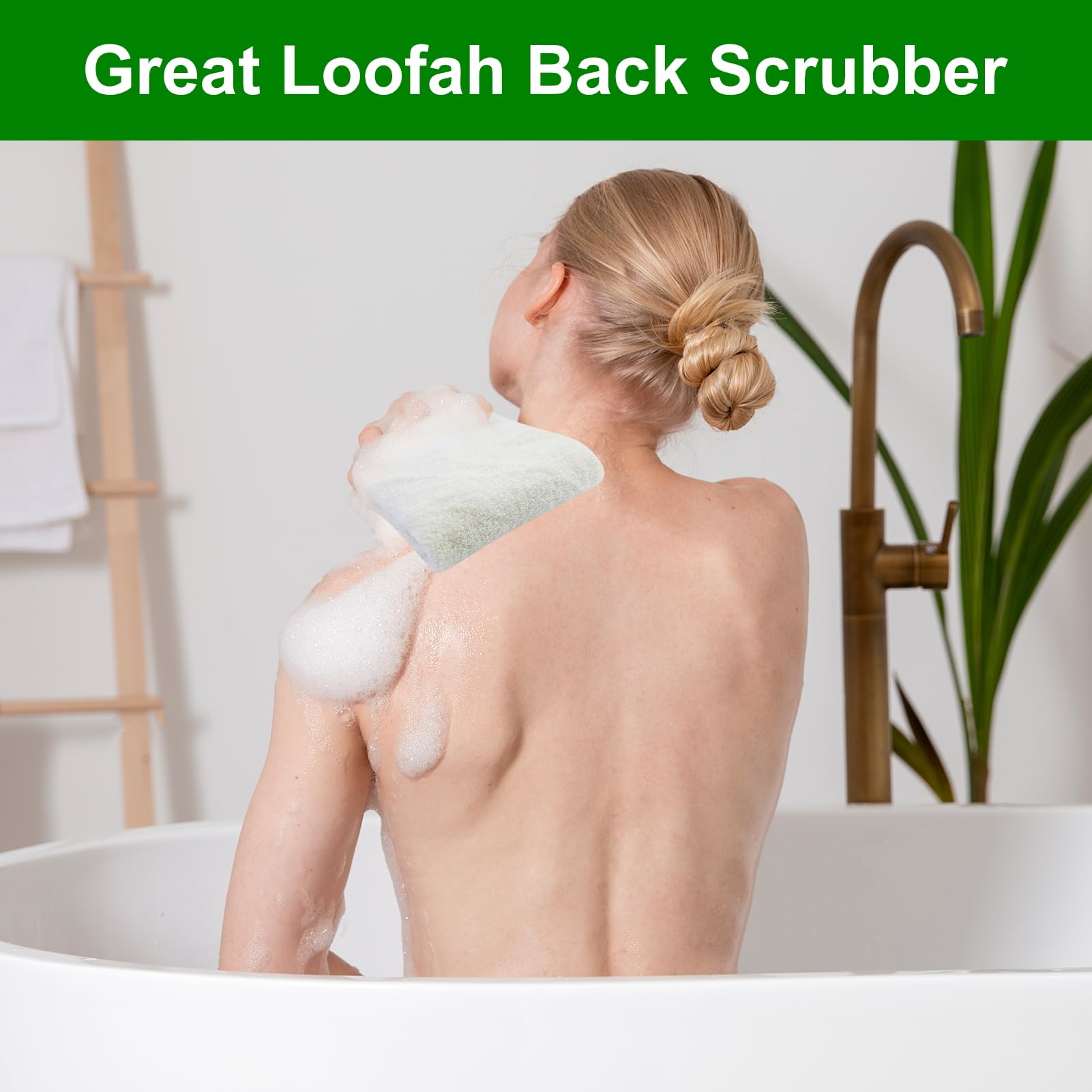 Loofah Back Scrubber, pasek kąpielowy z podkładką z gąbki Luffa, organiczny złuszczający grzbiet, dla mężczyzn i kobiet