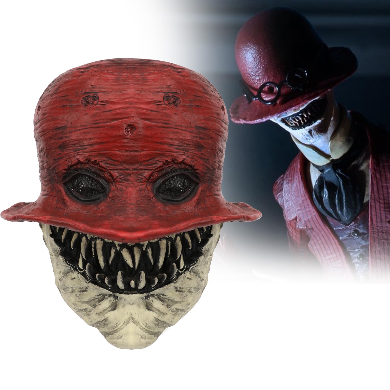 stepsin Crooked Man Mask Horror Zombie Demon Mask Scary Halloween Mask Cosplay Costume Prop for Adults