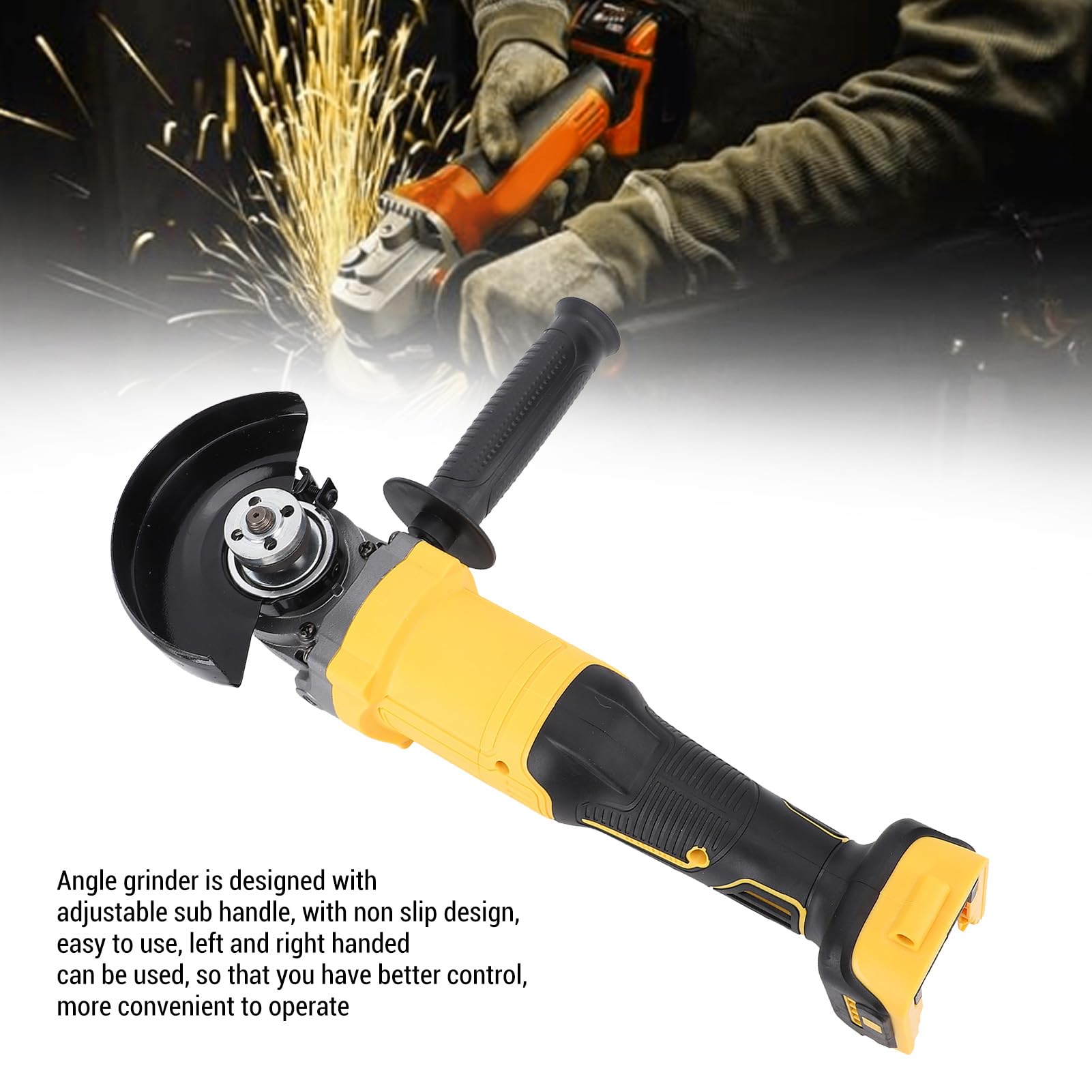 Cordless Angle Grinder, 20V 6600RPM Brushless Electric Grinder 4 Adjustable Speeds Metal Cutting Angle Grinder with Adjustable Auxiliary Handle for 4.9in Diameter Grinding Wheel