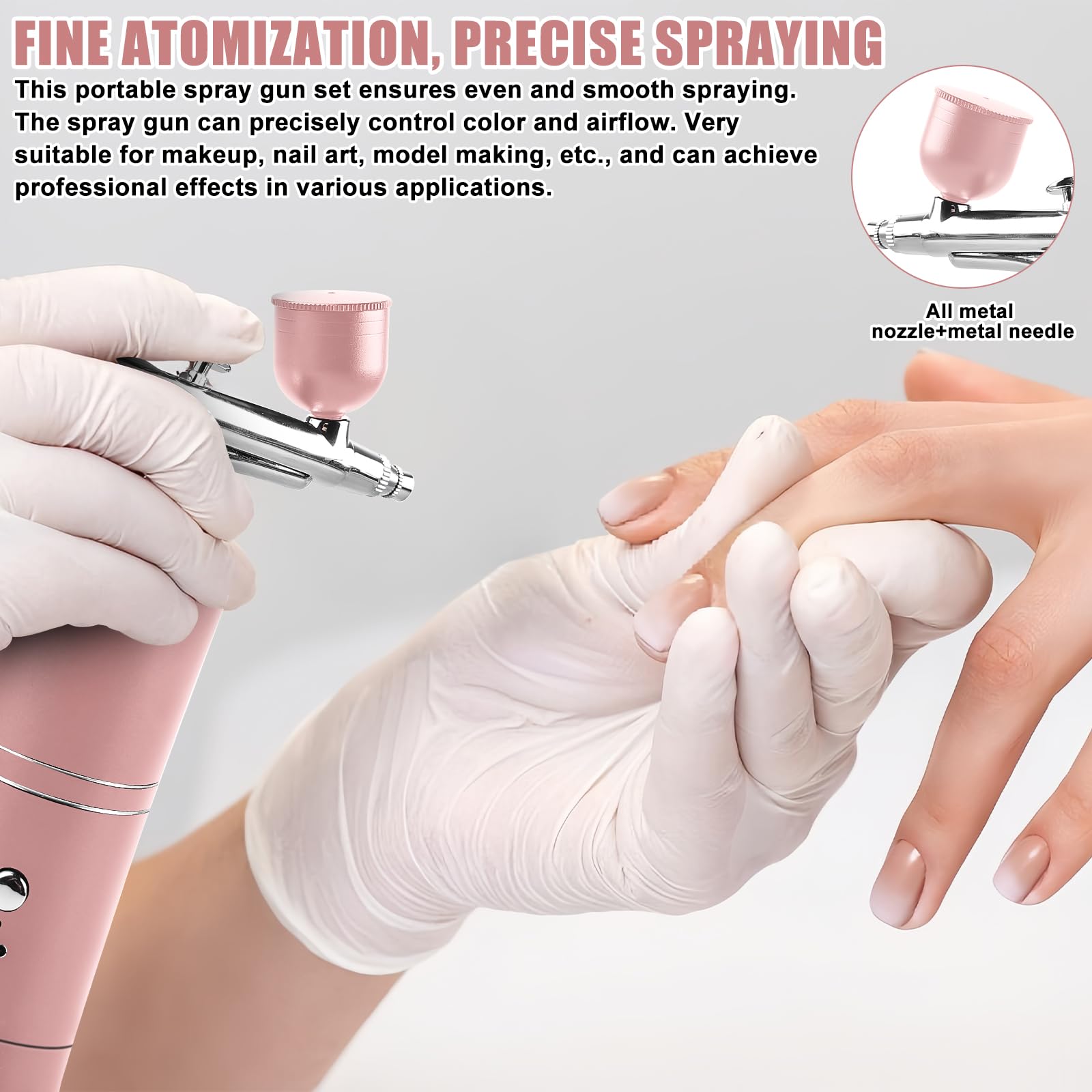 Kit aérographe portable avec compresseur - Kit de compresseur d'air portable - Kit aérographe sans fil avec compresseur - Mini aérographe portable double action pour peinture, tatouage, nail