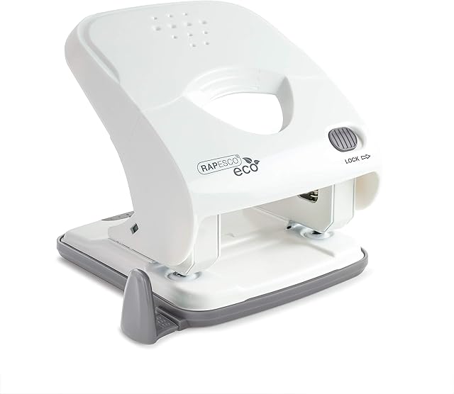 Rapesco 1526 ECO X5-40ps Less Effort 2 Hole Punch - 40 Sheet Capacity - Soft White