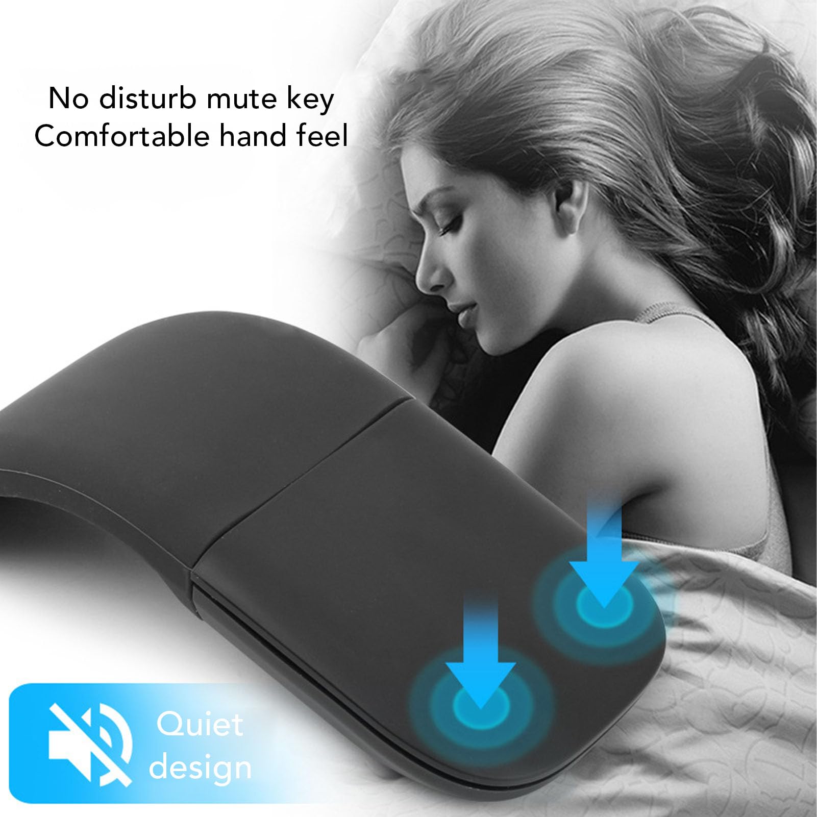 Goshyda Mysz Bluetooth Arc, Ultracienka Bezprzewodowa, Składana Mysz Arc Touch, do Laptopów, Tabletów, Smartfonów (BLACK)