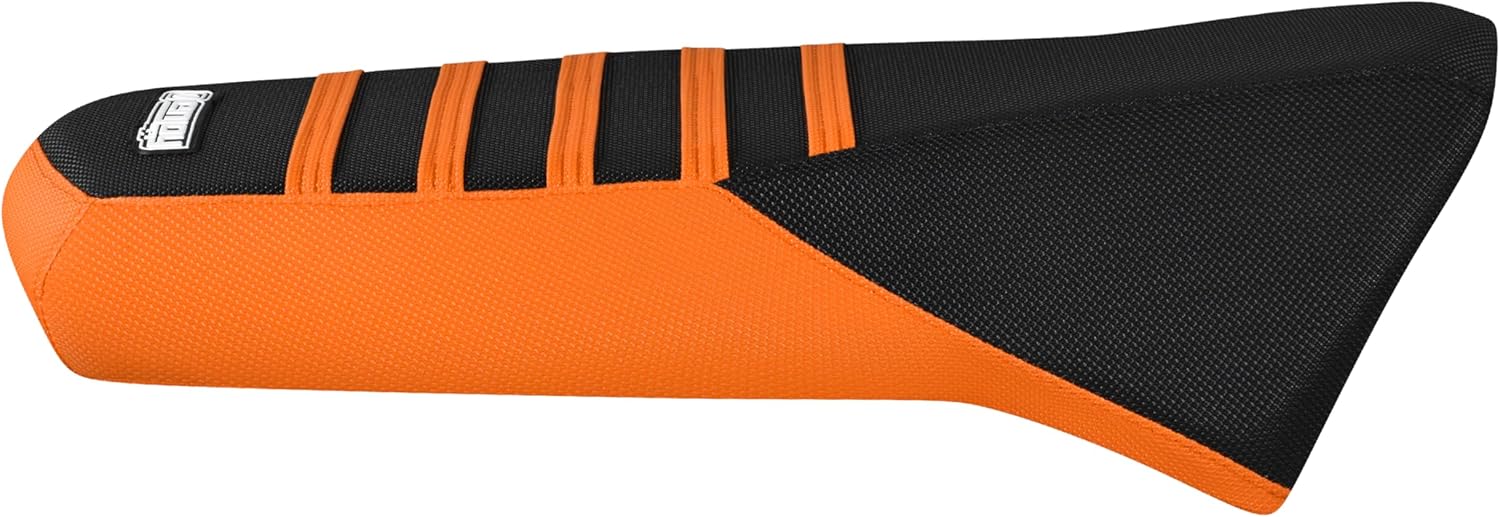 Enjoy Mfg Seat Cover - Compatible with Polaris Pro RMK Matryx Slash - #321 (Black Top with Ribs) (Orange Sides/Black TOP/Orange Ribs)