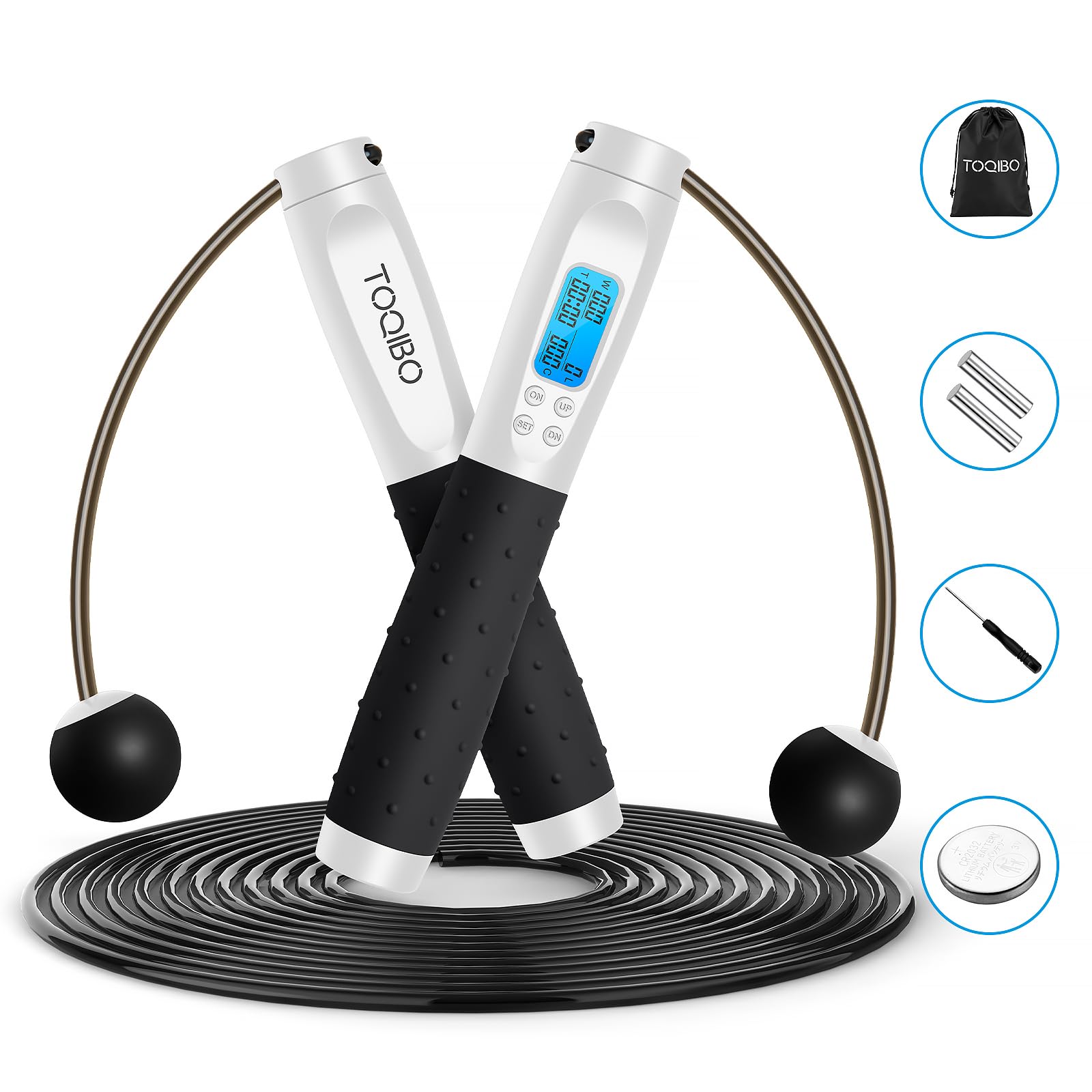 Corda Per Saltare Intelligente TOQIBO - Contacalorie, Timer E Doppia Modalit&agrave; Con/senza Cavo