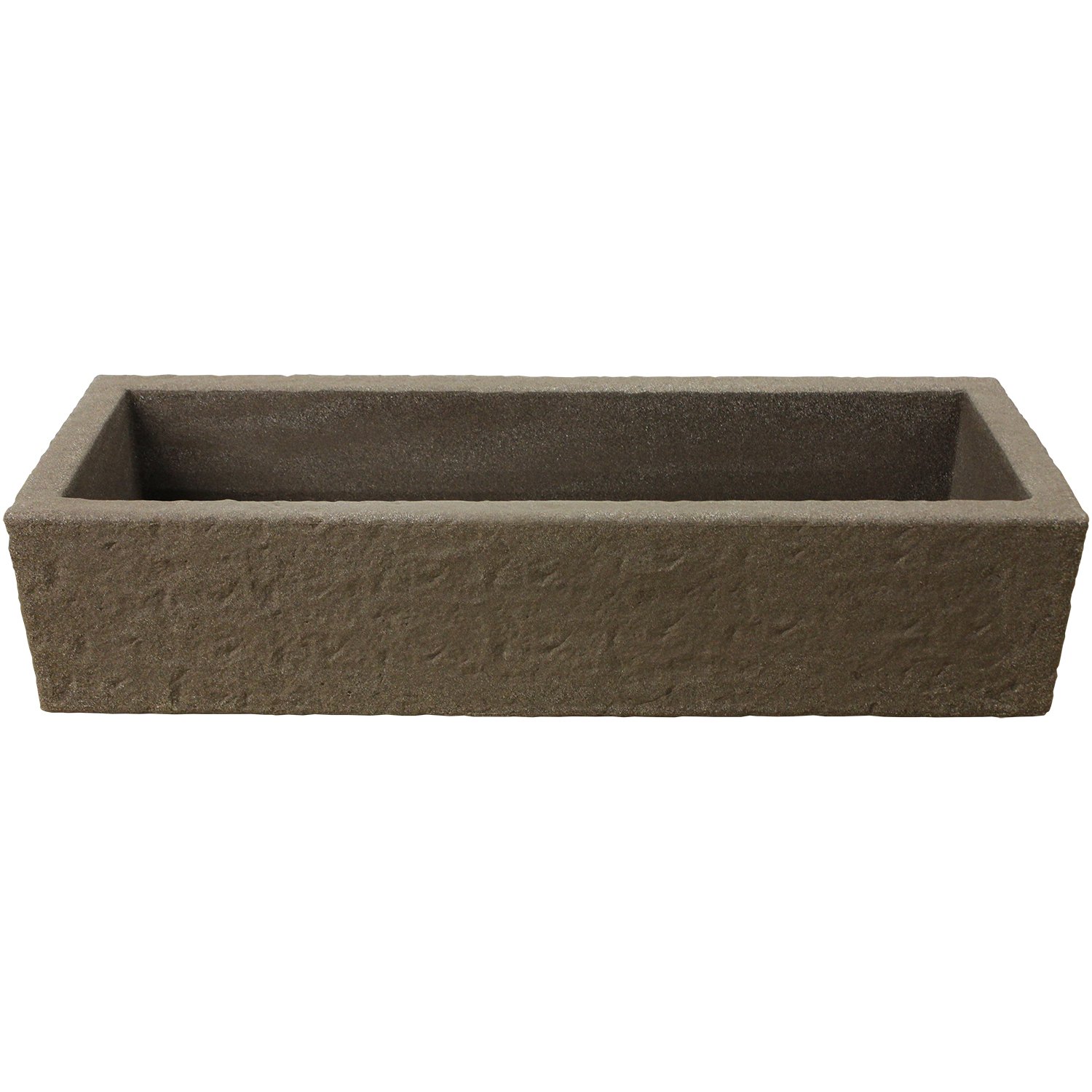 Emsco GroupTrough Planter with Drainage Holes – 38″ Weatherproof Resin Planter – Sandstone Color