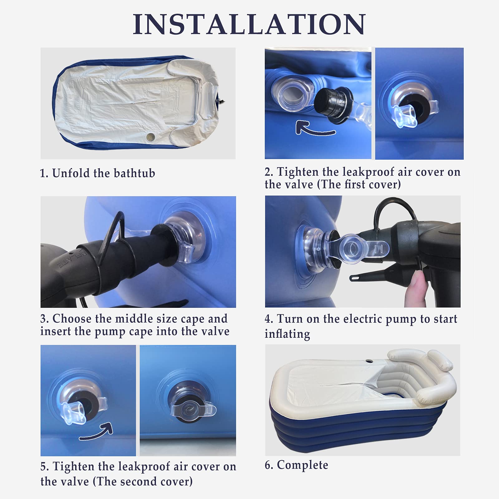 Portable Inflatable Bathtub for Adult, Witsbrez Deluxe Freestanding