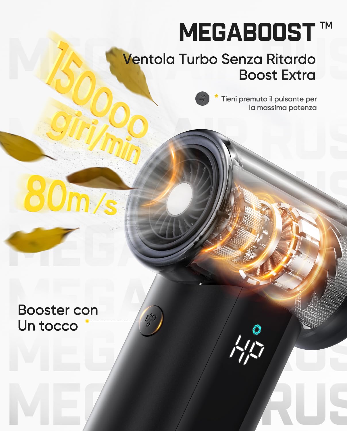Fanttik B11 Pro Max Aria Compressa Elettrico 150000 Giri/Min per PC e Auto