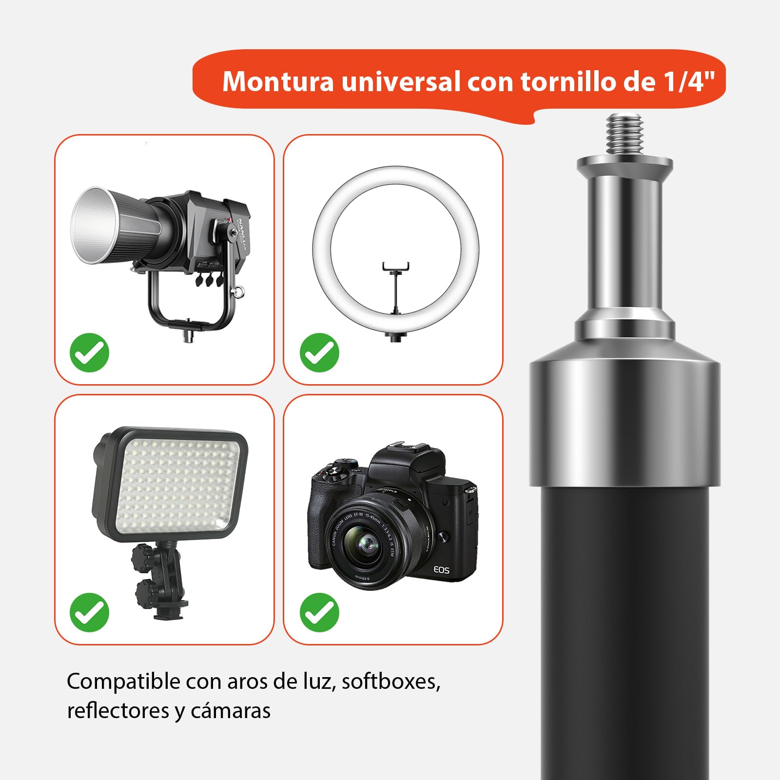 Trípode de luz para fotografía de 118 pulgadas, 10 pies, 300 cm: trípode profesional con muelle de aire, trípode de luz estable, con rosca de 1/4 pulgadas para estudio, luz de anillo, softbox