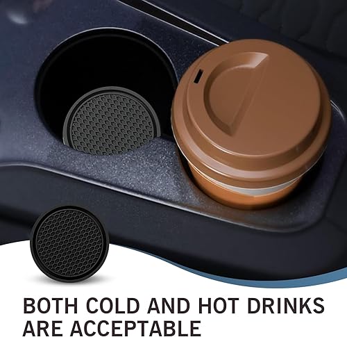 Miniatura 6 de Eratus 4 posavasos antideslizantes para consola central de automóvil, diseño de panal de abeja 3D, 2.77 x 0.23 pulgadas, portátil, grueso, PVC,