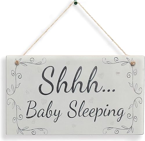 CAKIROTS Shhh Baby Sleeping-Baby Sleeping Letrero para puerta delantera, decoración para recién nacido, regalo de no molestar, 10 x 6 pulgadas